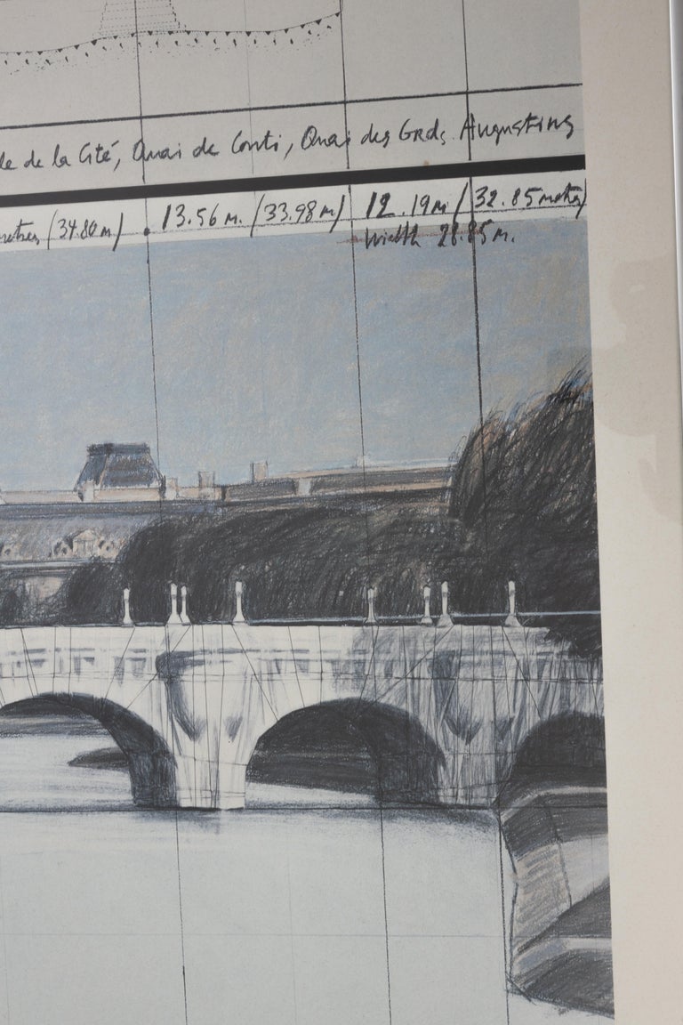 Modern Christo / The Pont Neuf Wrapped / Project For Paris, 1984 Lithograph  For Sale