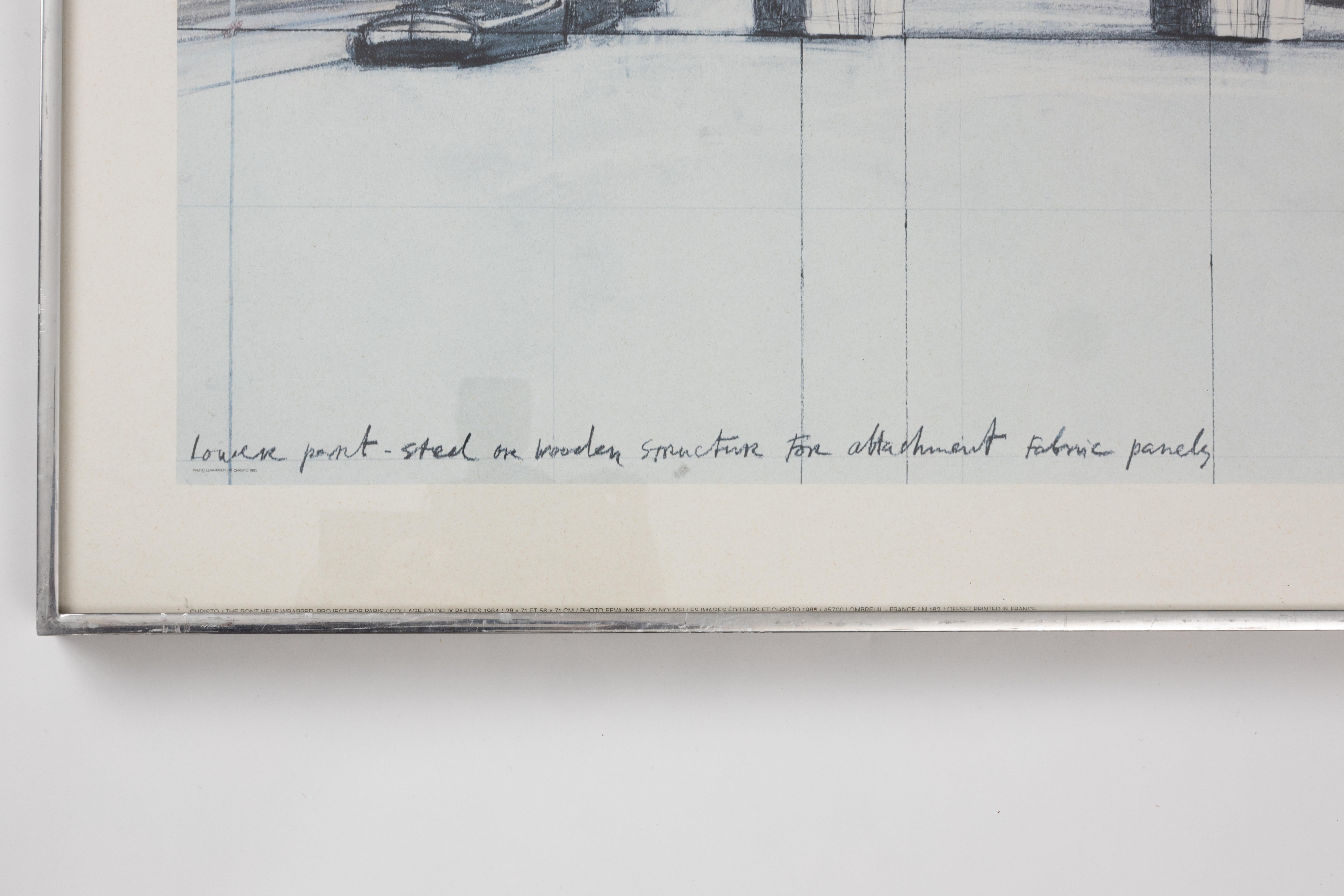 Christo / El Puente Nuevo Envuelto / Proyecto Para París, 1984 Litografía Tejido en venta