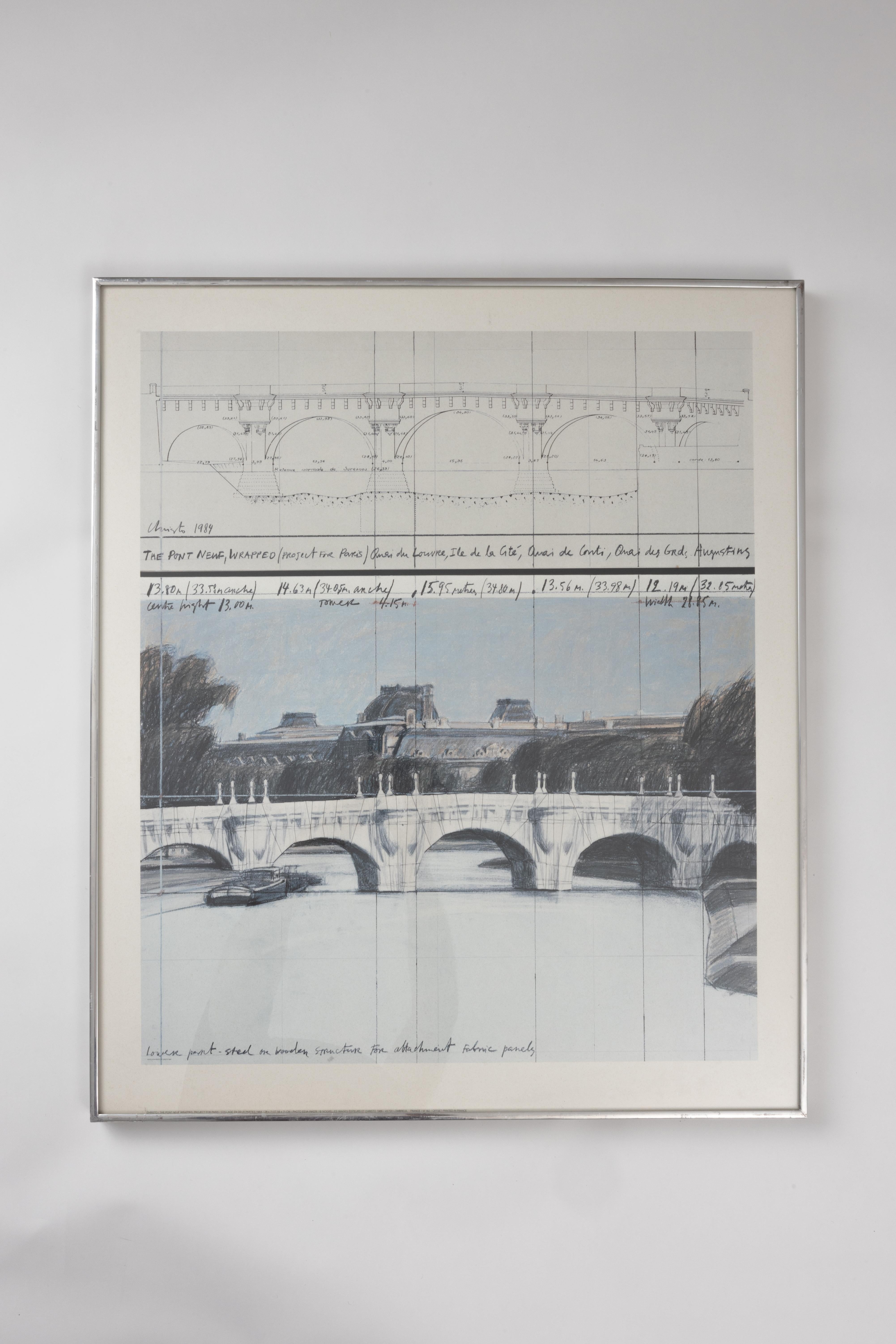 Christo / El Puente Nuevo Envuelto / Proyecto Para París, 1984 Litografía Papel en venta