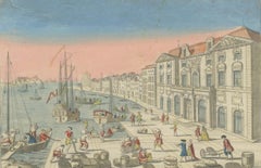 The Port of Marseille – 18th Century Hand-Colored Engraving by Daumont, Paris