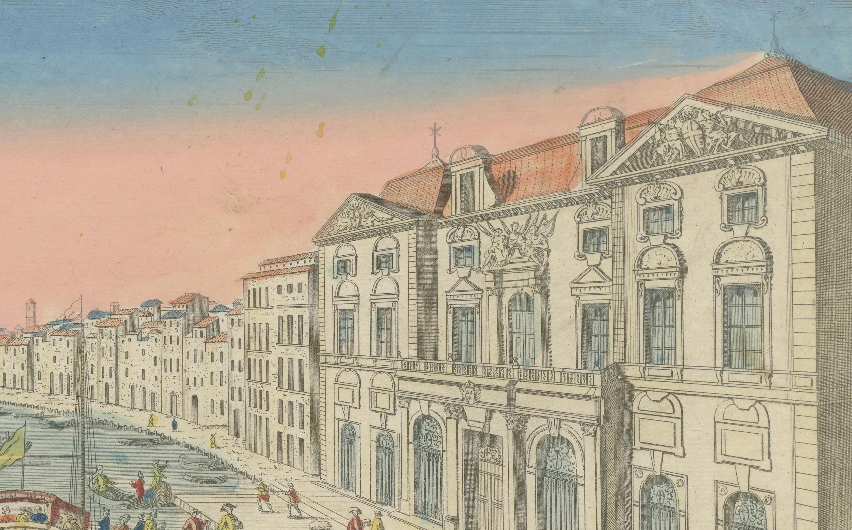 The Port of Marseille – 18th Century Hand-Colored Engraving by Daumont, Paris