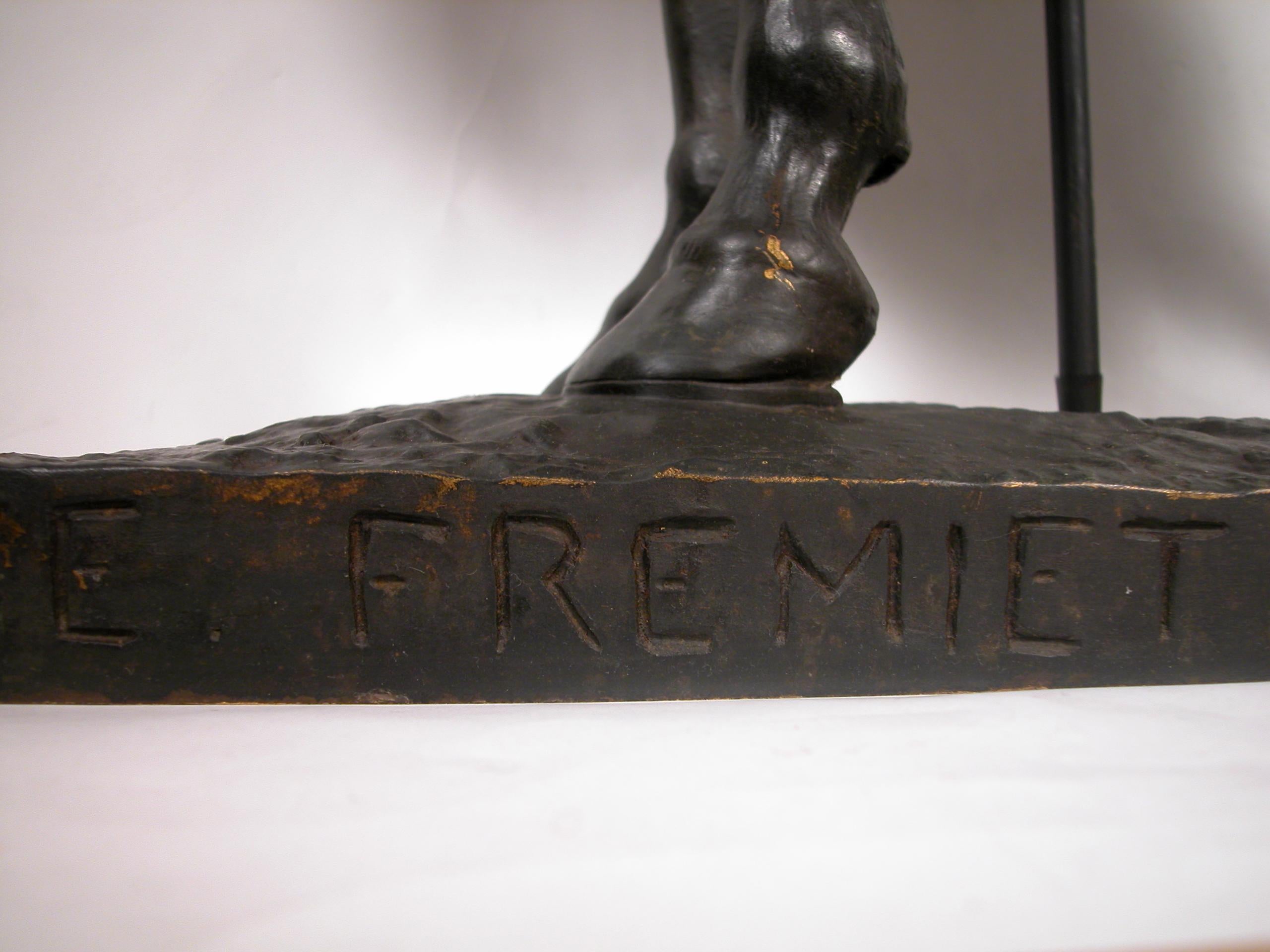Gilt The “Porte-Falot” Bronze Sculpture Signed Frémiet & Barbedienne, France, c. 1910