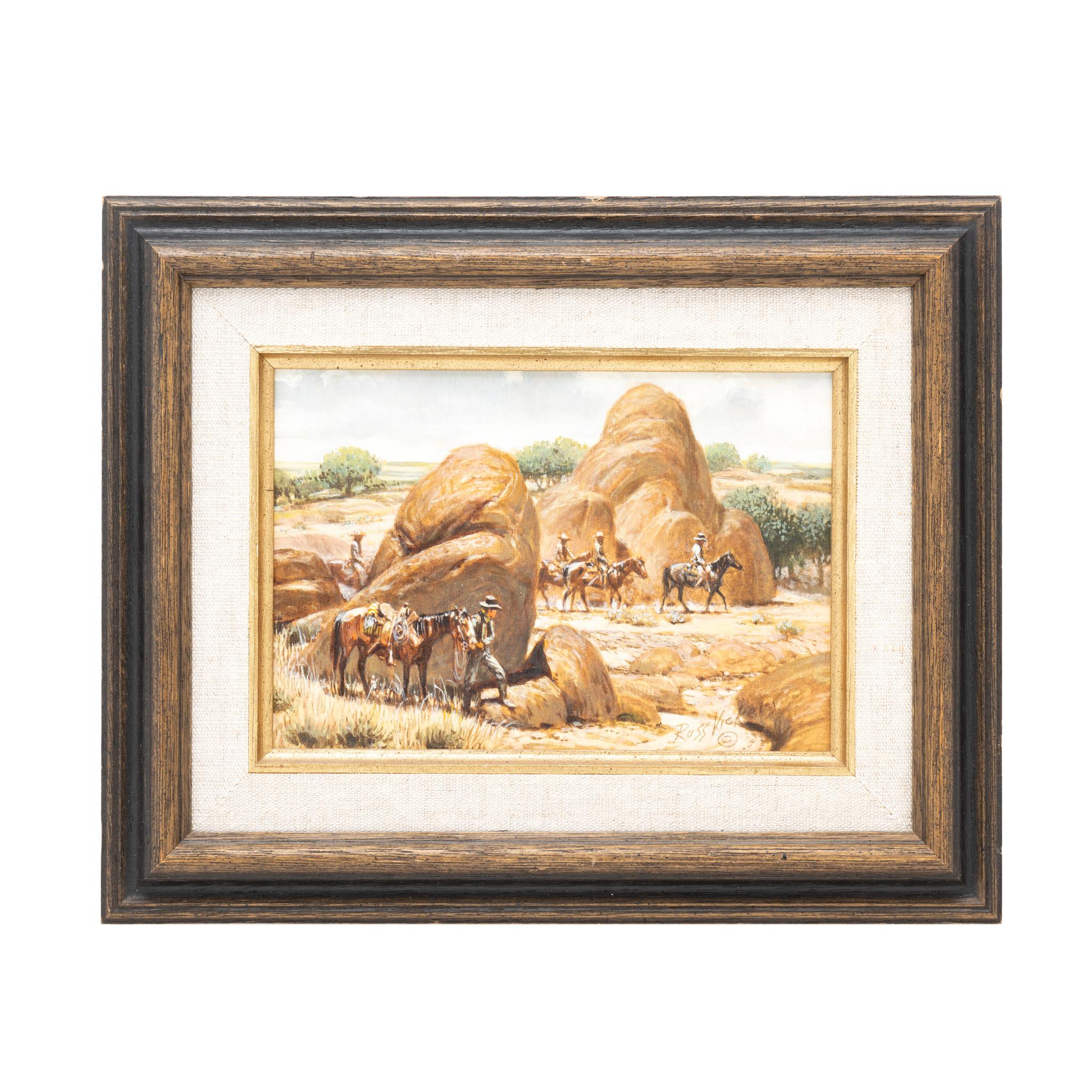 Hand-Painted The Posse Original Western Oil Painting by Russ Vickers For Sale