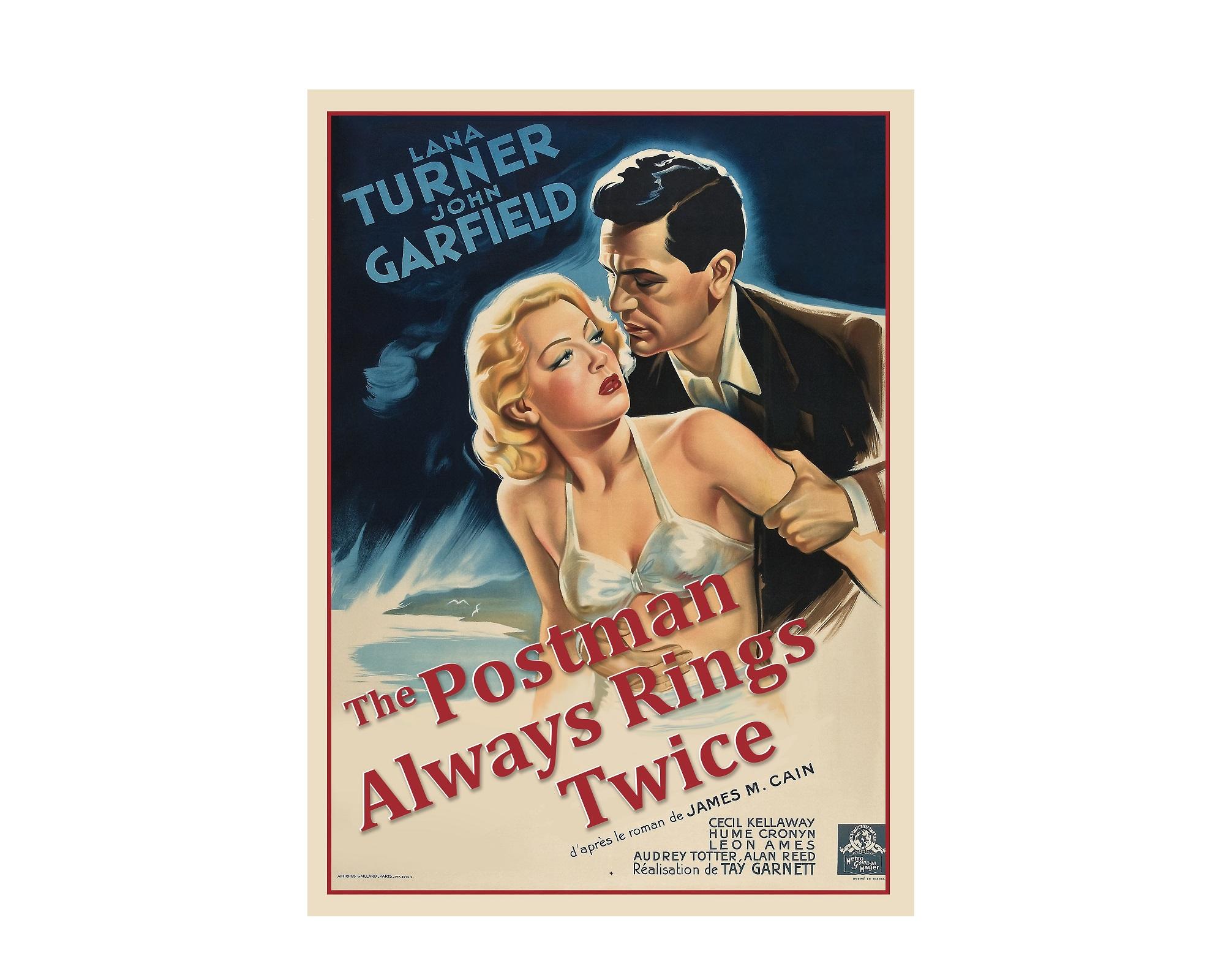 American The Postman Always Rings Twice after Vintage Movie Poster, Hollywood Regency Era For Sale