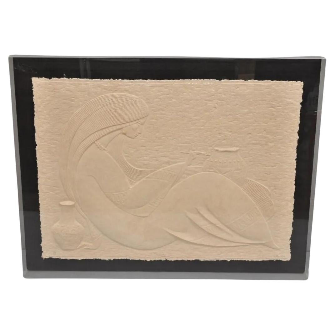 "El Alfarero" de Acoma Art Marco acrílico 3D para caja de sombras grande de papel gofrado fundido en venta