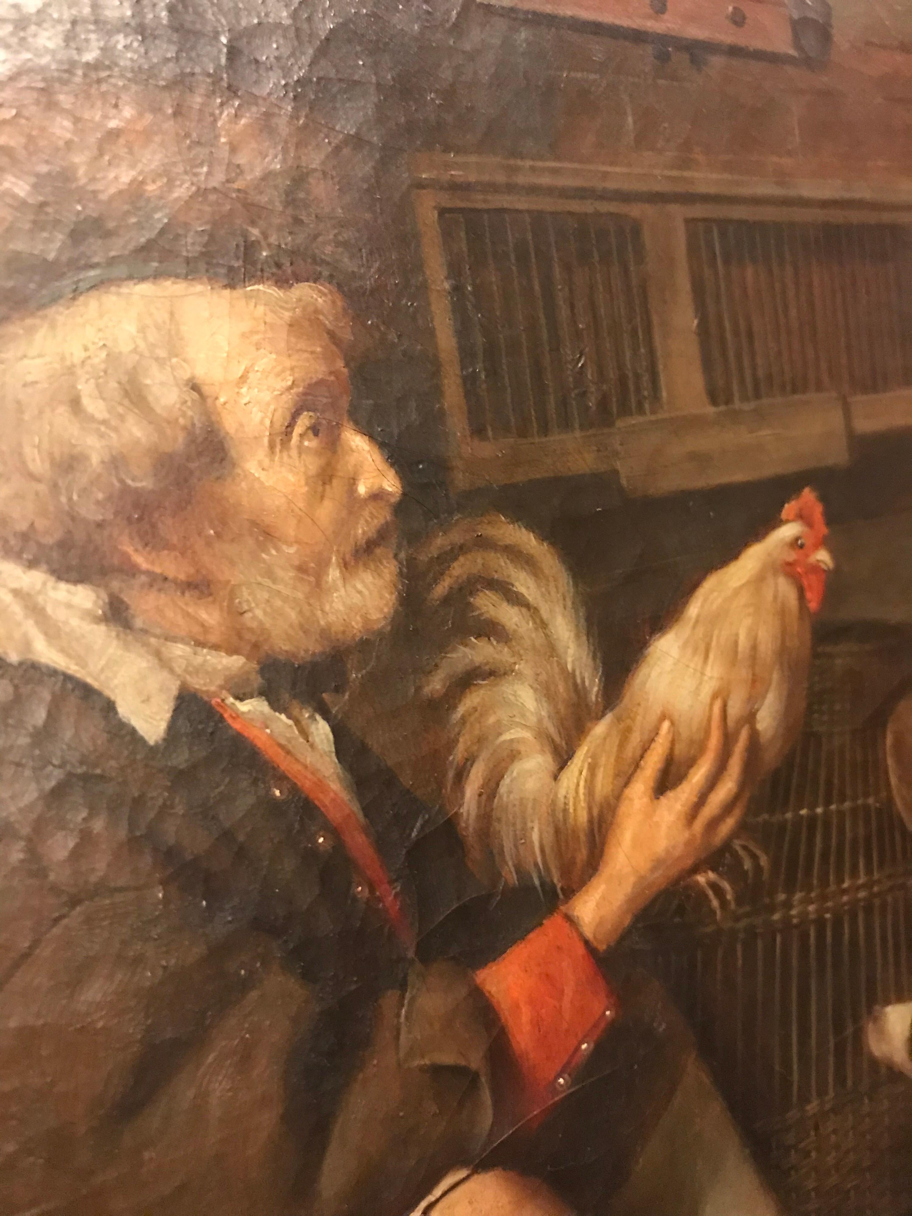 Poultry Seller Oil Painting 1870 Fine Quality to Gabriel Metsu Netherland In Good Condition For Sale In Berlin, DE
