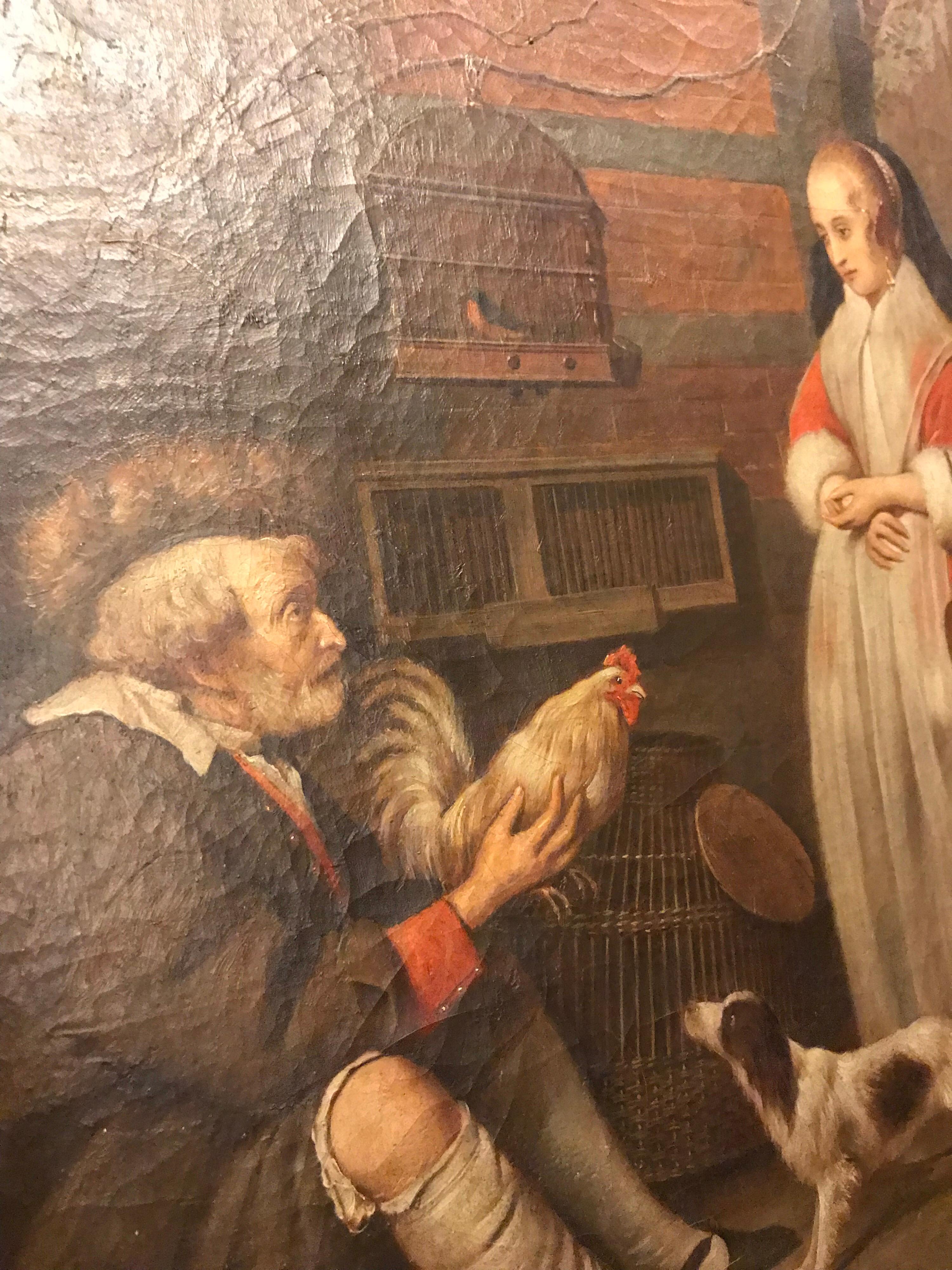 Poultry Seller Oil Painting 1870 Fine Quality to Gabriel Metsu Netherland For Sale 1