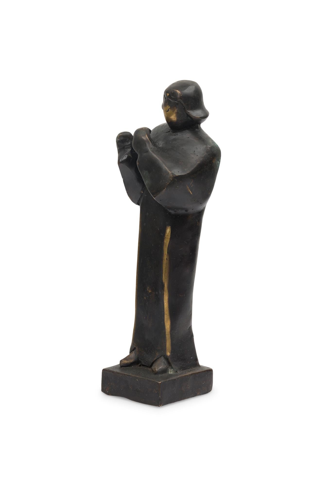 Contemporary hand-forged bronze Brutalist-inspired figural sculpture depicting a preacher finished in an ebonized patina. (PRICED EACH) (