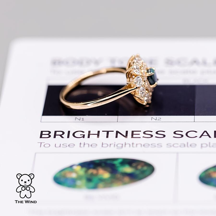 Arts and Crafts The Precious - Halo Diamond Australian Black Opal Engagement Wedding Ring