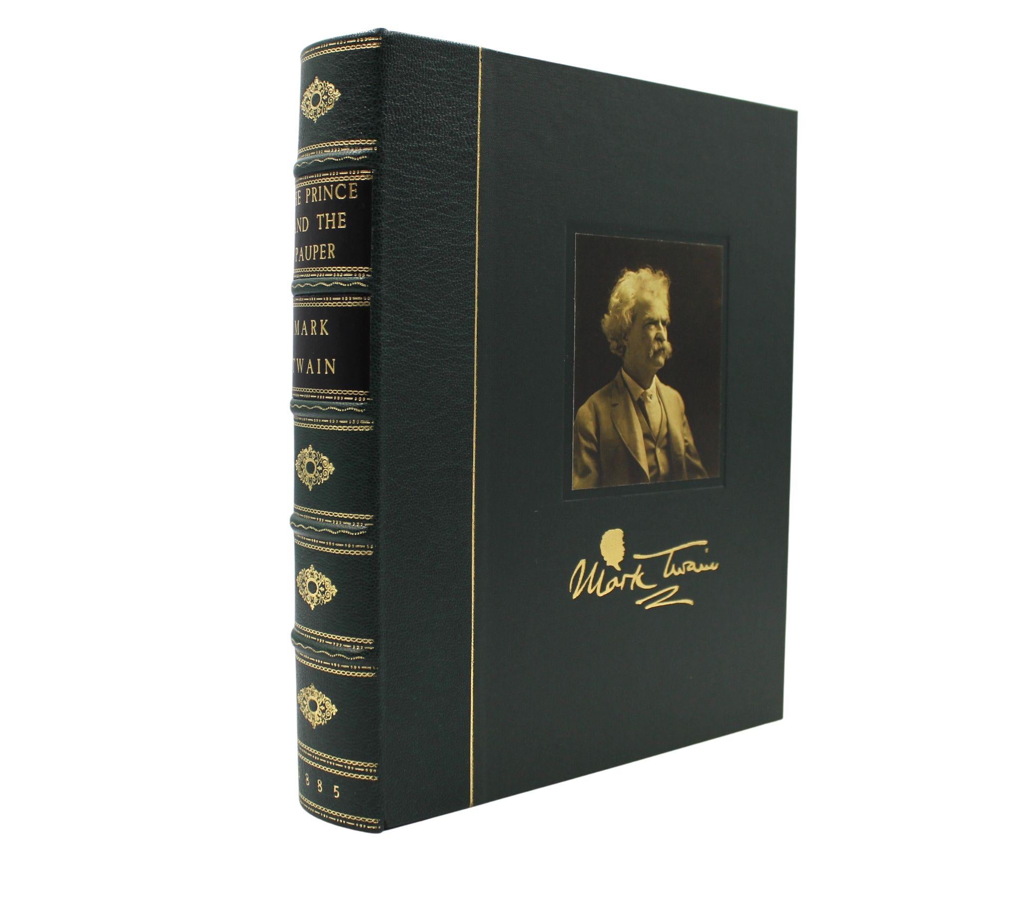 Twain, Mark. The Prince and the Pauper: A Tale for Young People of All Ages. New York: Charles L. Webster and Co., 1885. Later edition. Octavo. In publisher’s green cloth bindings with gilt and black pictorial embossing to boards. Presented with a