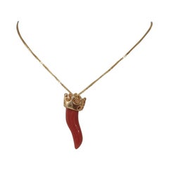 The Prince gold coral good luck amuleth necklace NWOT