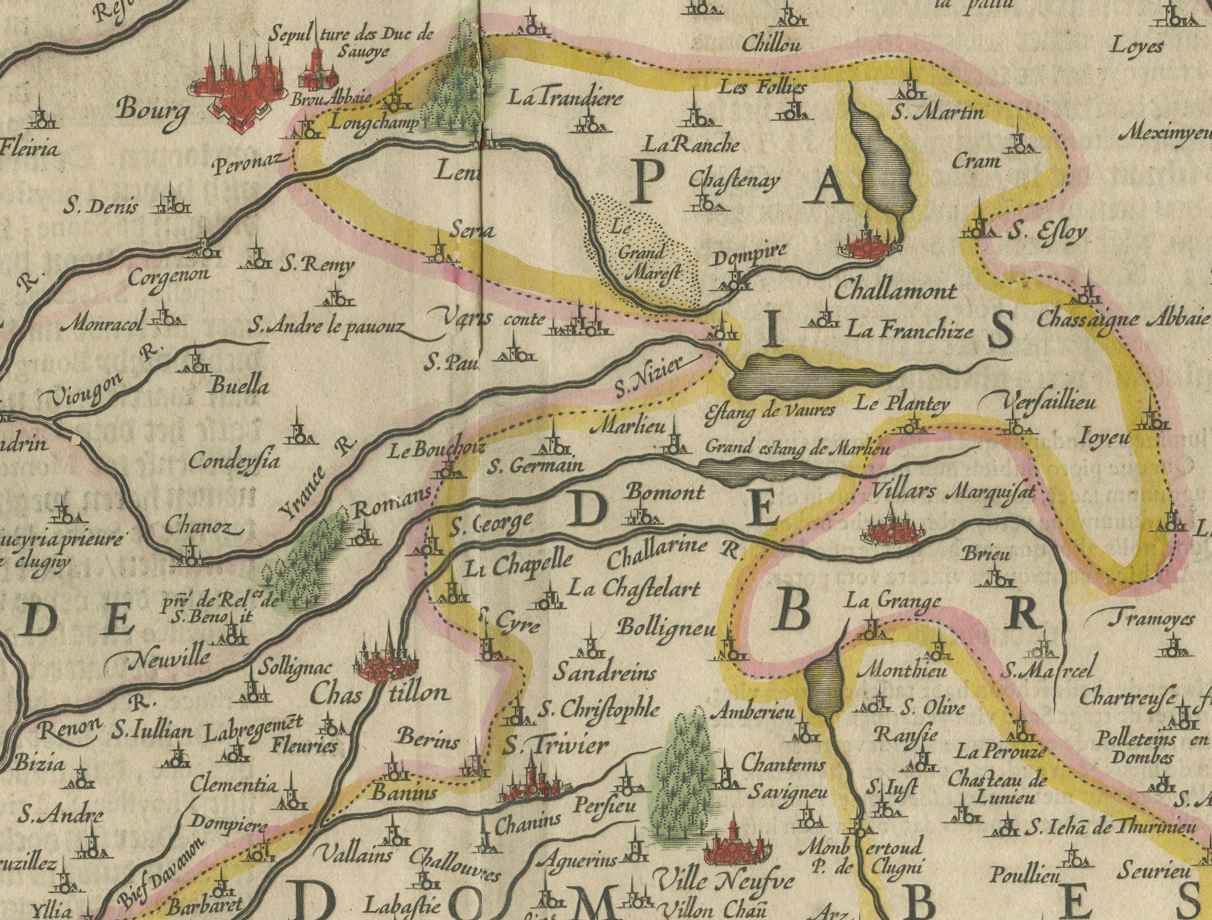 The Principality of Dombes: Ein cartographisches Juwel aus dem 17. Jahrhundert von Jan Jansson (Graviert) im Angebot
