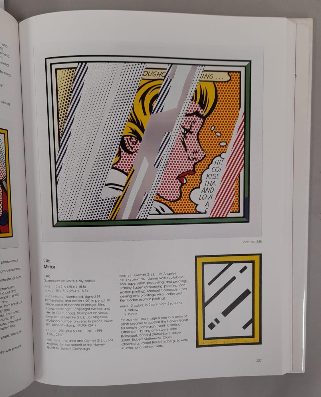 Cette référence catalogue les estampes de l'artiste pop Roy Lichtenstein, qui a créé plus de 350 œuvres graphiques sur une période de 50 ans. Il catalogue et reproduit chacune des estampes originales de l'artiste, ainsi que des affiches, des