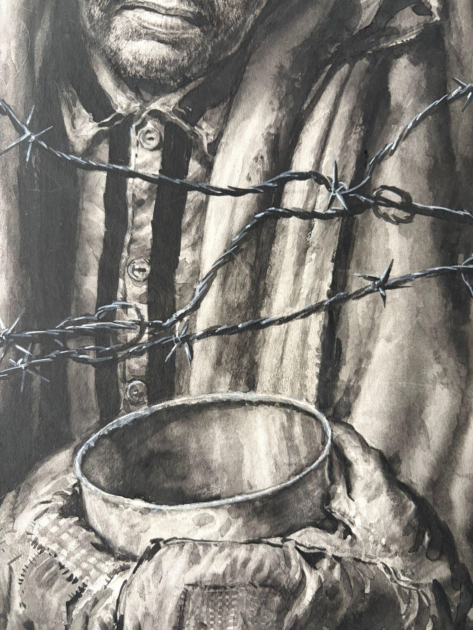 Der Gefangene - Originalillustration von Charles Burki, 1965 im Zustand „Gut“ im Angebot in Langweer, NL