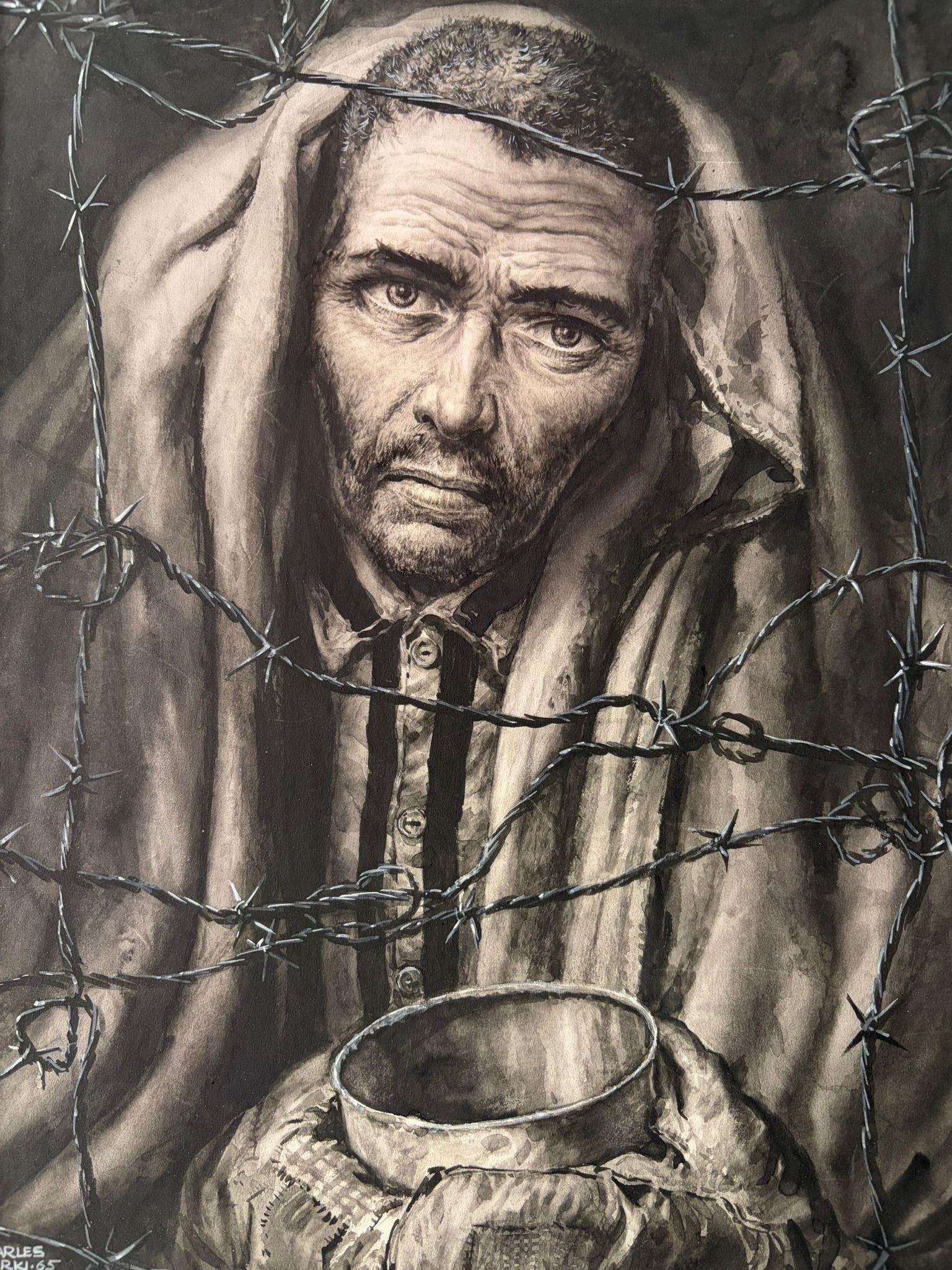 Der Gefangene - Originalillustration von Charles Burki, 1965 (Mitte des 20. Jahrhunderts) im Angebot