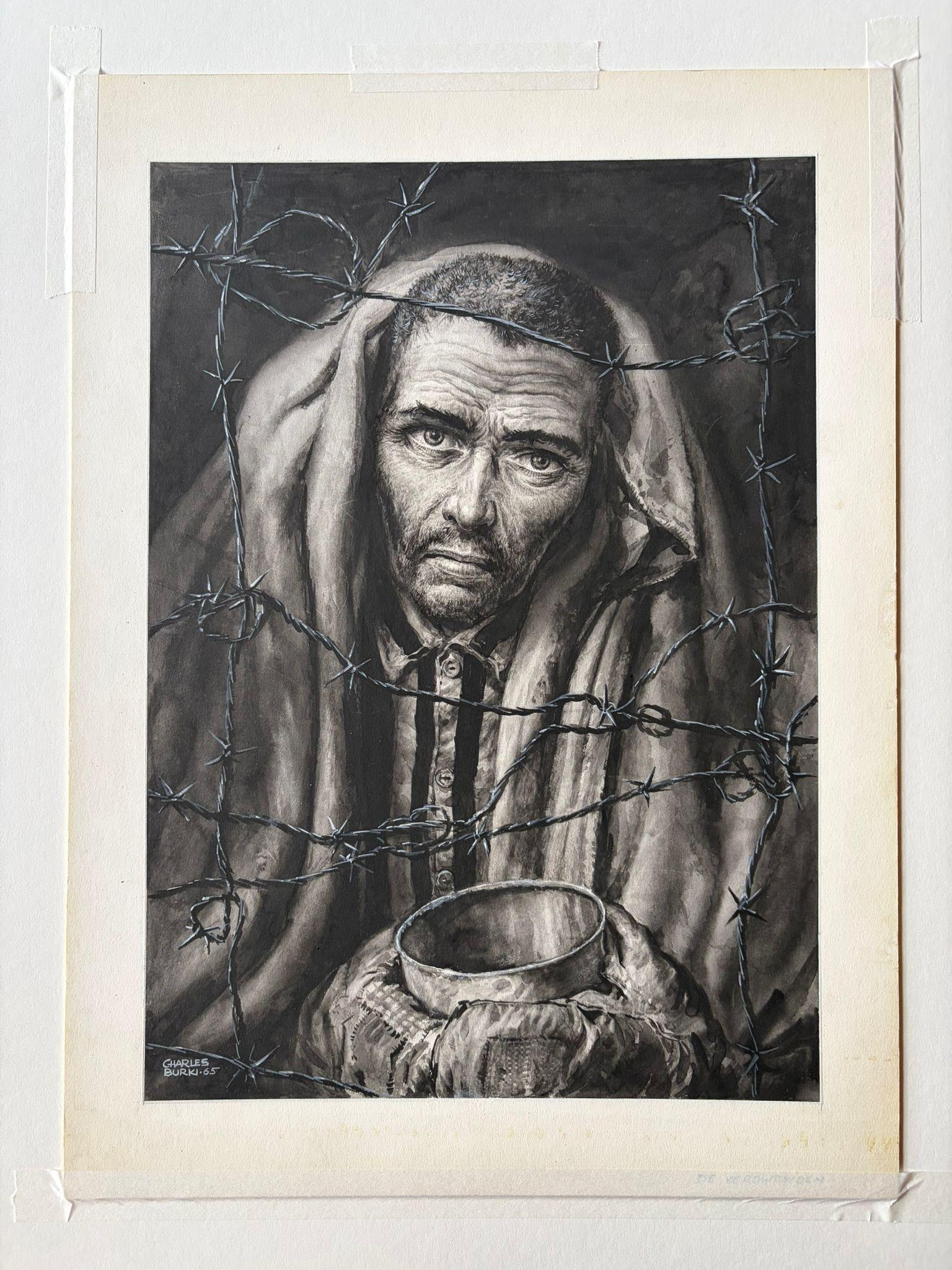 Der Gefangene - Originalillustration von Charles Burki, 1965 (Papier) im Angebot