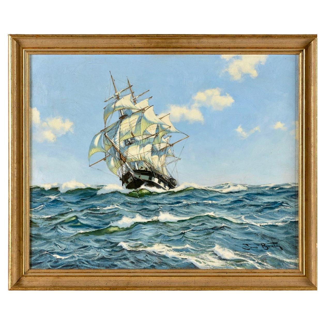 "El barco corsario América en alta mar" de James Brereton