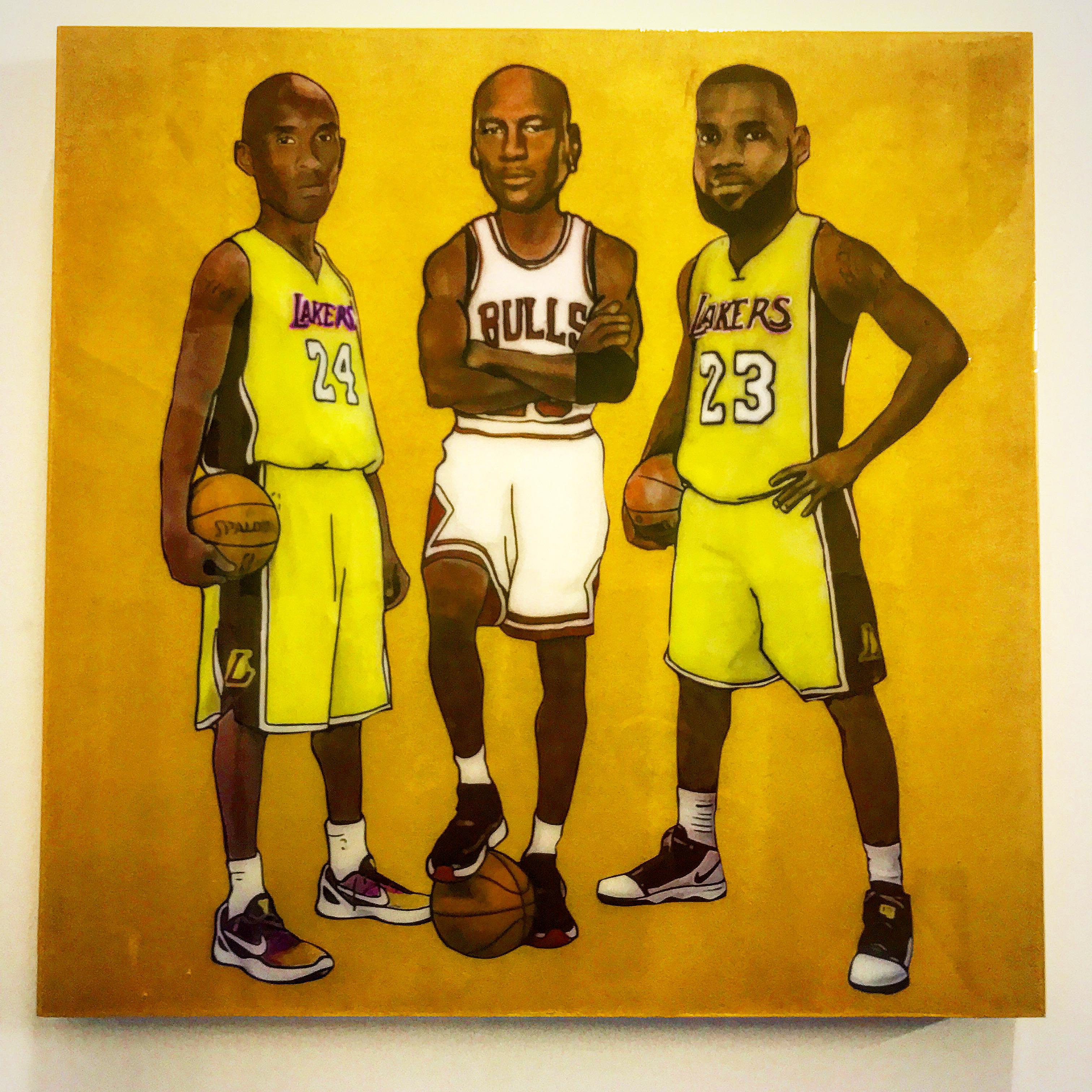 Kobe Bryant, Michael Jordan, and Lebron James - Mixed Media Art by The Producer BDB