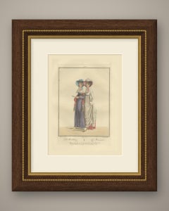 The Promenade, Two Young Women, Dutch Costume Print, 1811