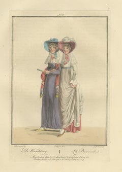 The Promenade, Two Young Women, Dutch Costume Print, 1811