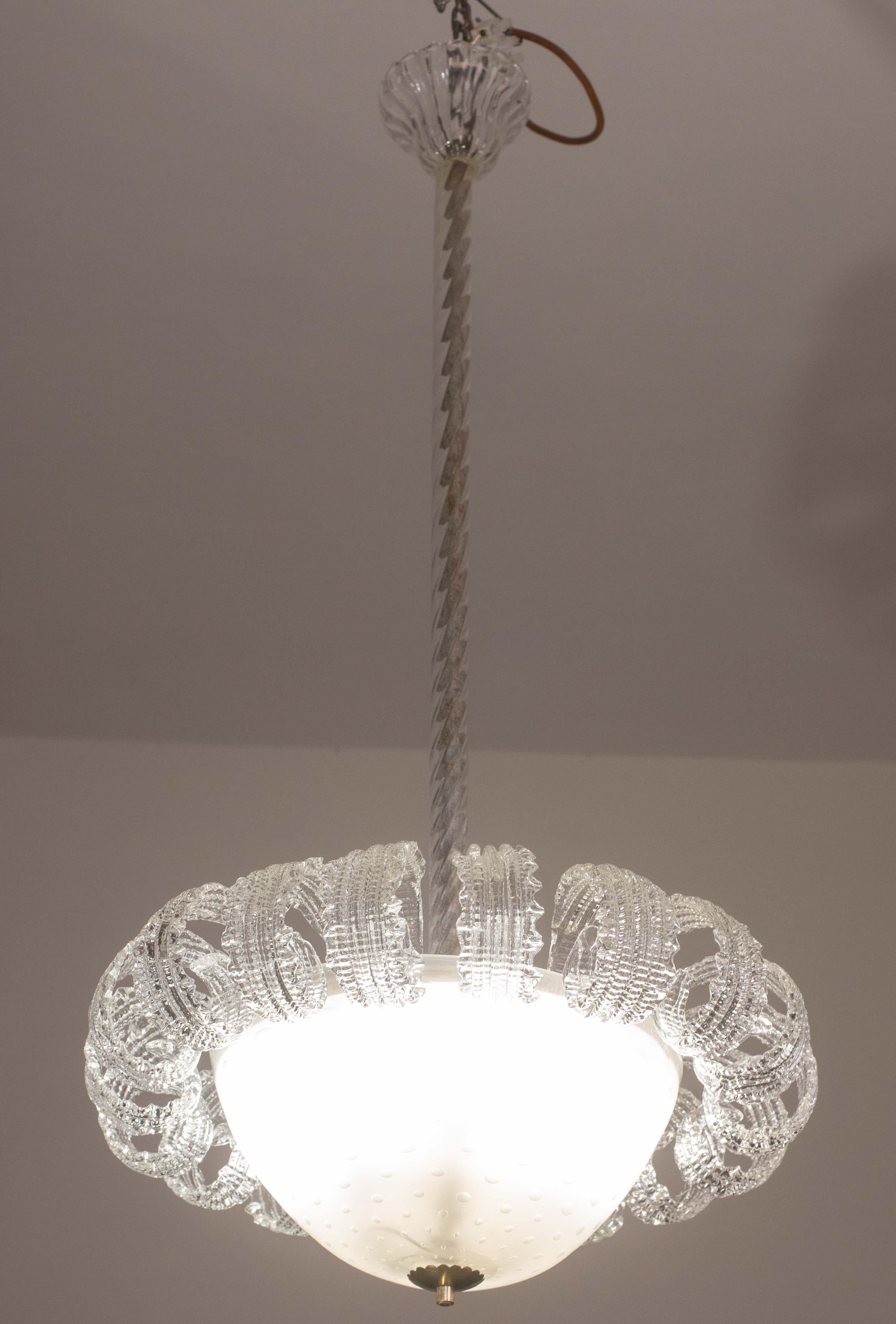 Lustre Art déco italien La Reine par Ercole Barovier, 1940 Bon état à Roma, IT