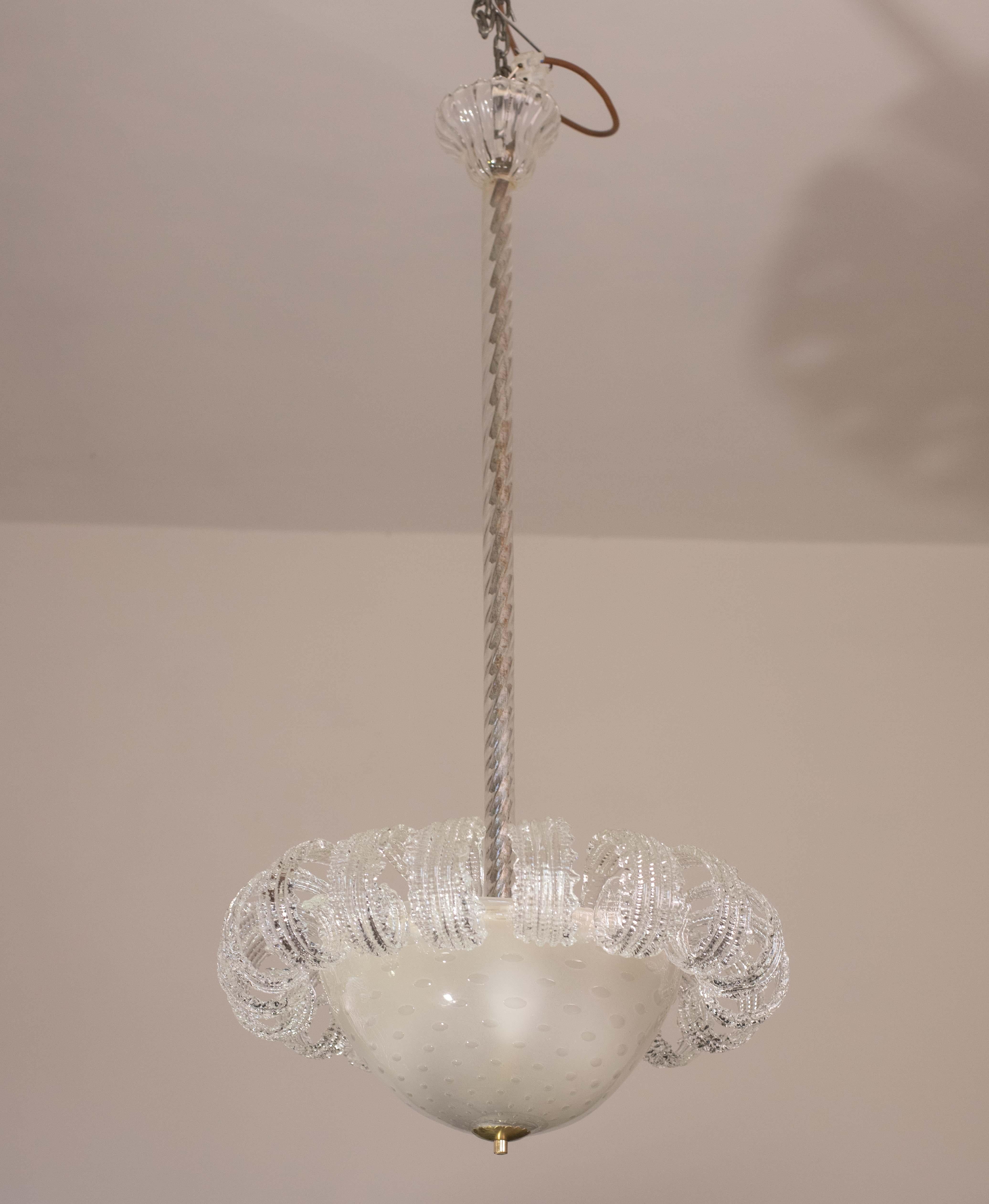 Milieu du XXe siècle Lustre Art déco italien La Reine par Ercole Barovier, 1940