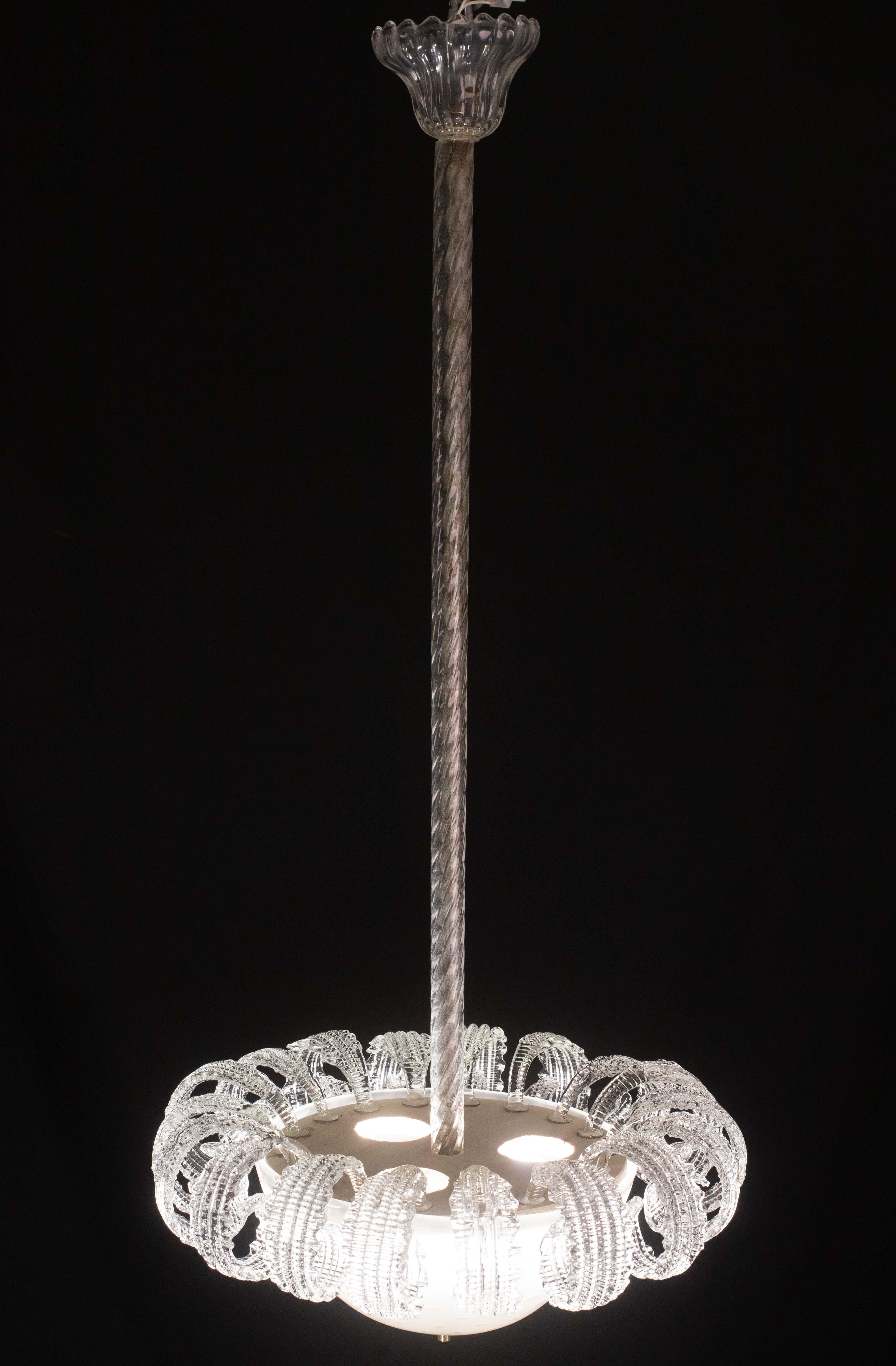 Lustre Art déco italien La Reine par Ercole Barovier, 1940 2