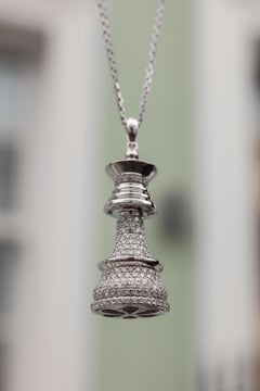 The Queen Power Chess Necklace- in 18ct White Gold with 4ct White Diamonds