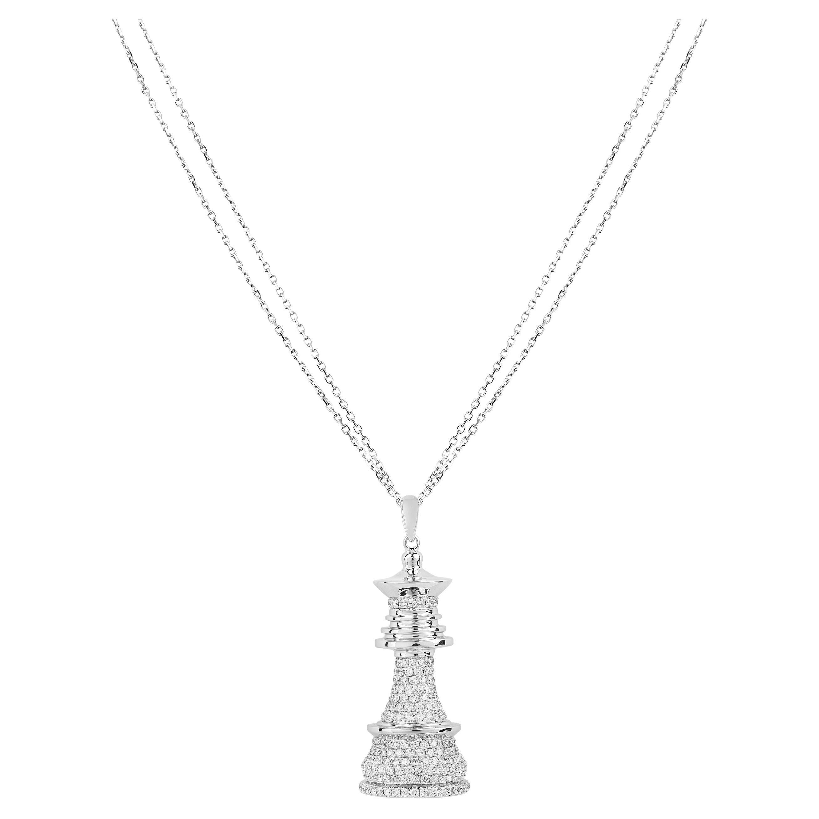 Collar The Queen Power Chess- en oro blanco de 18 ct con diamantes blancos de 4 ct en venta