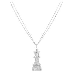 The Queen Power Chess Necklace- in 18ct White Gold with 4ct White Diamonds