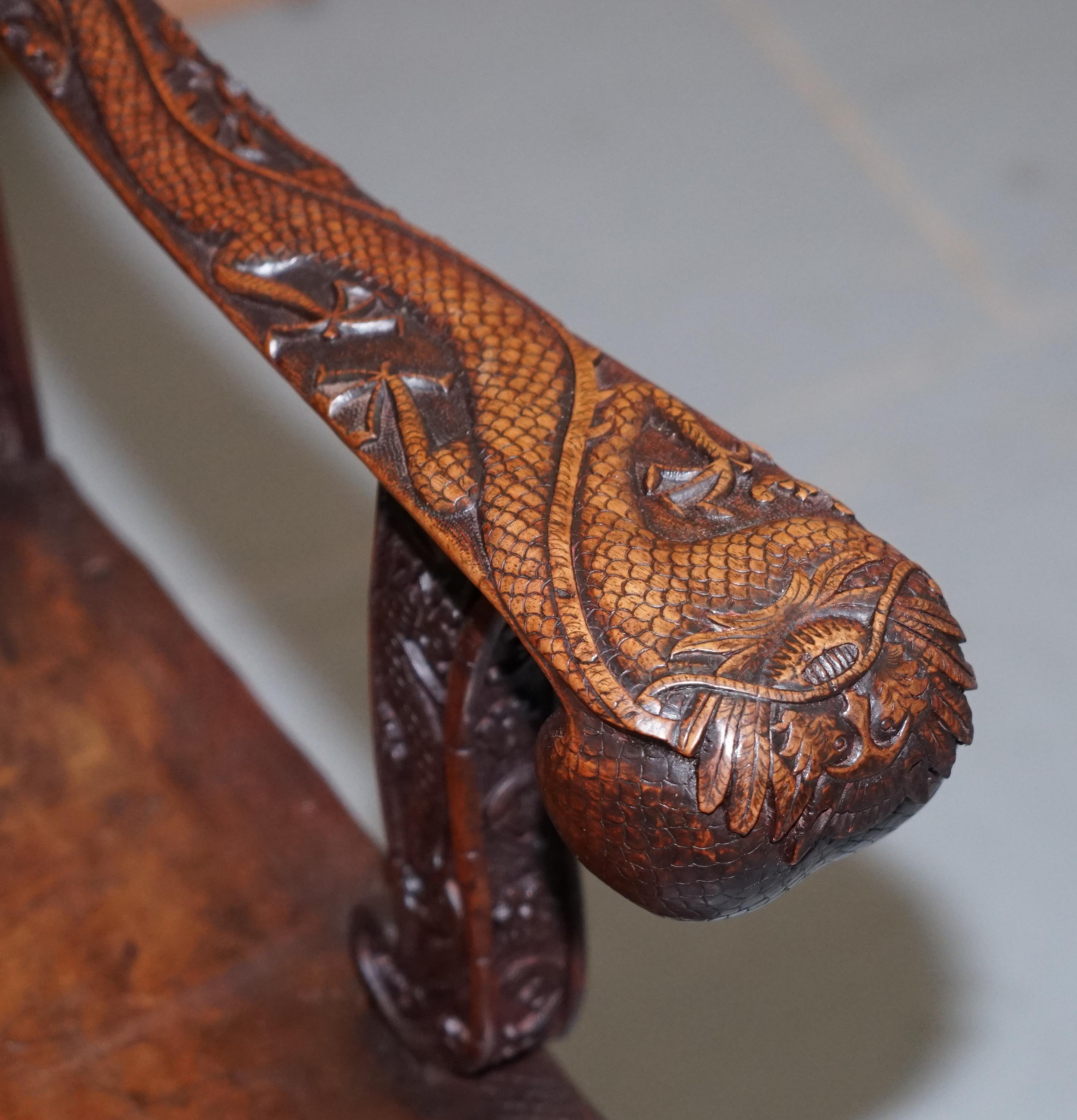 The Queens Own Royal 5th Battalion India Carved Chinese Export Dragon Armchair 6