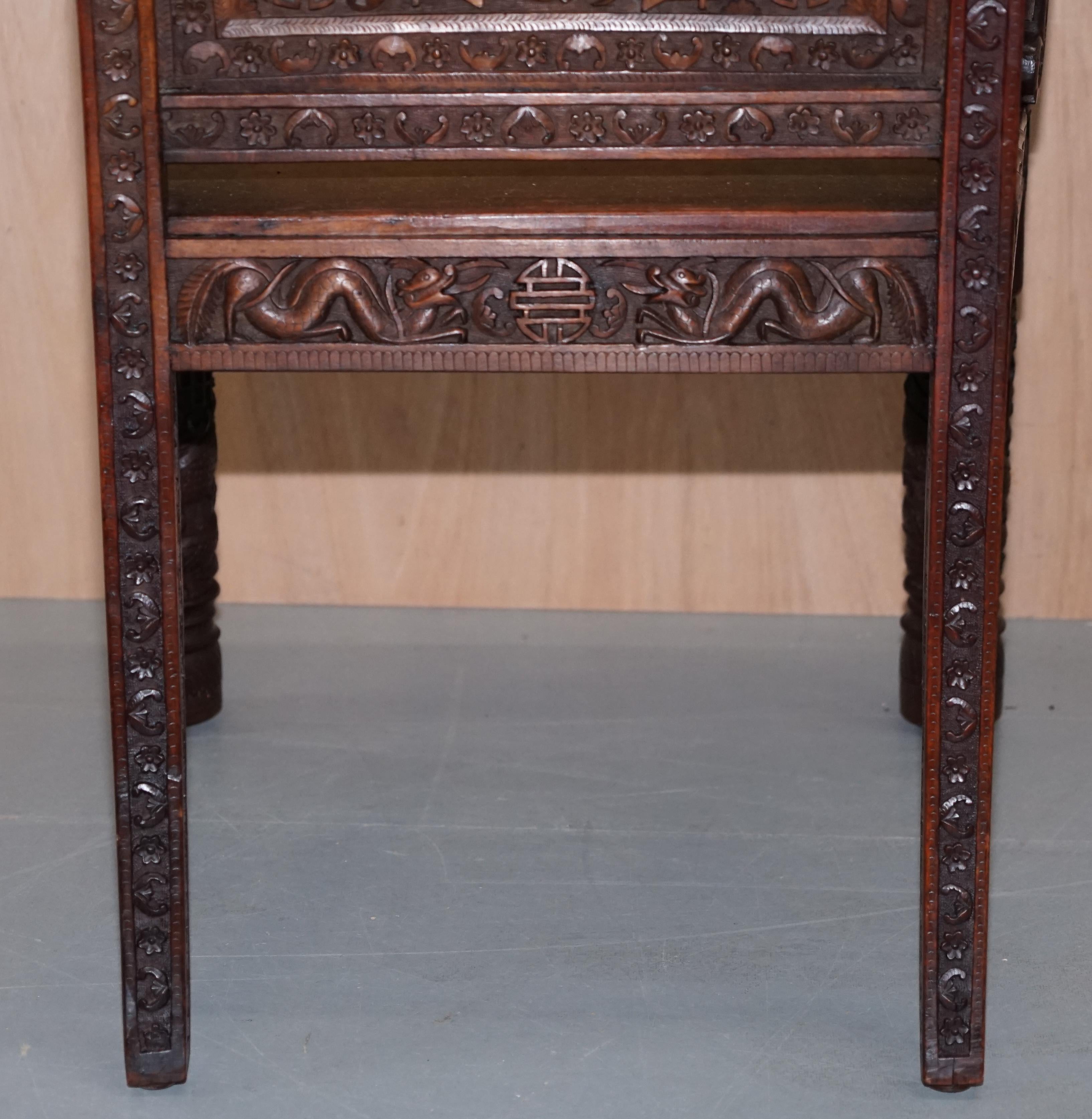 The Queens Own Royal 5th Battalion India Carved Chinese Export Dragon Armchair 13