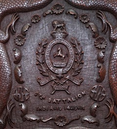 The Queens Own Royal 5th Battalion India Carved Chinese Export Dragon Armchair