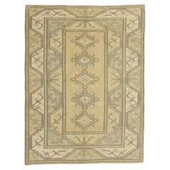 The Quiet Dominion: A Vintage Turkish Oushak Masterpiece of Tribal Elegance