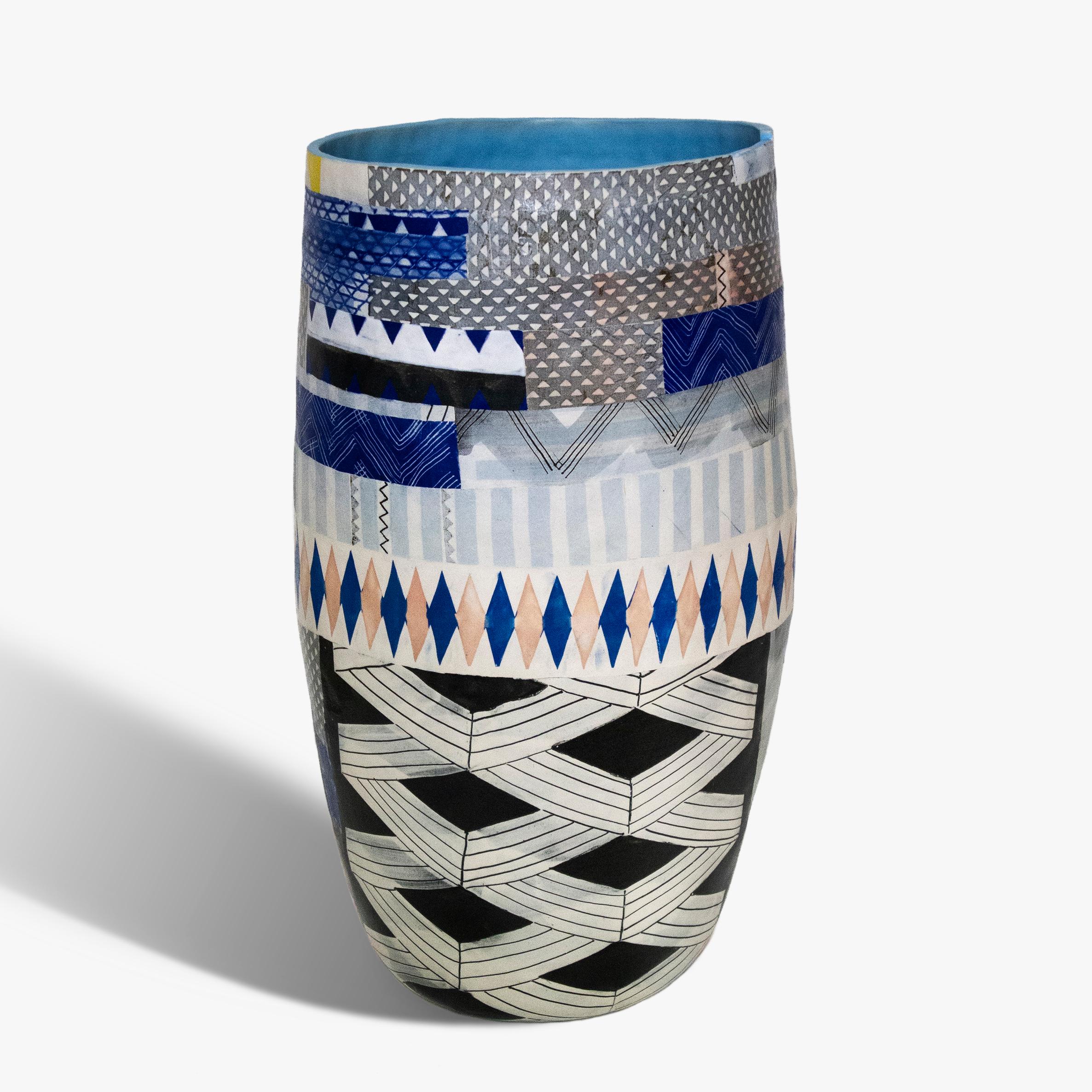 Contemporary Unique Pattern Ceramic Vessel, Corinna Petra Friedrich For Sale