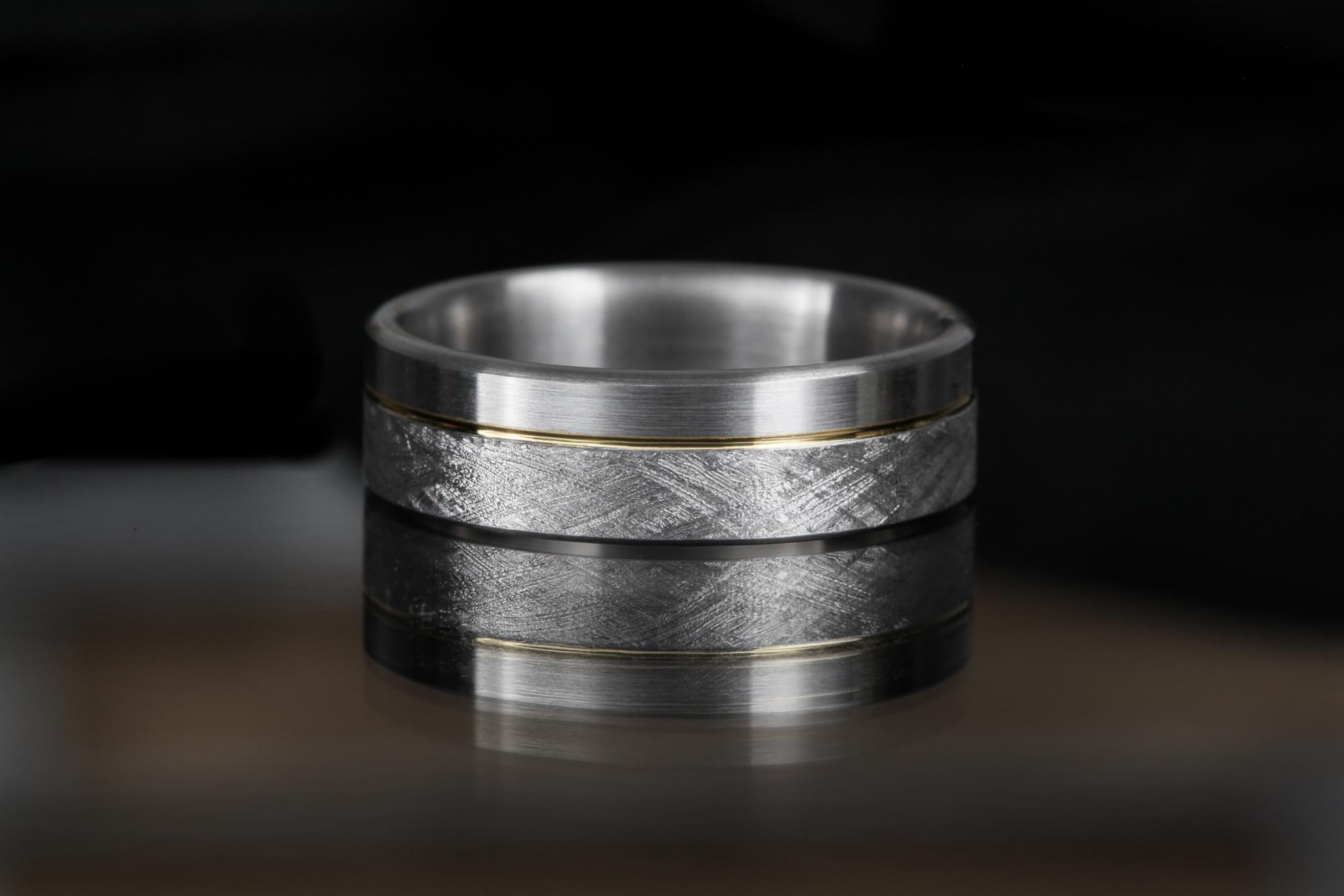 For Sale:  The Rae: Dual Finish Tantalum with 14k Gold Inlay 6mm Comfort Fit Wedding Band 2