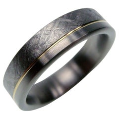 The Rae: Dual Finish Tantalum with 14k Gold Inlay 6mm Comfort Fit Wedding Band