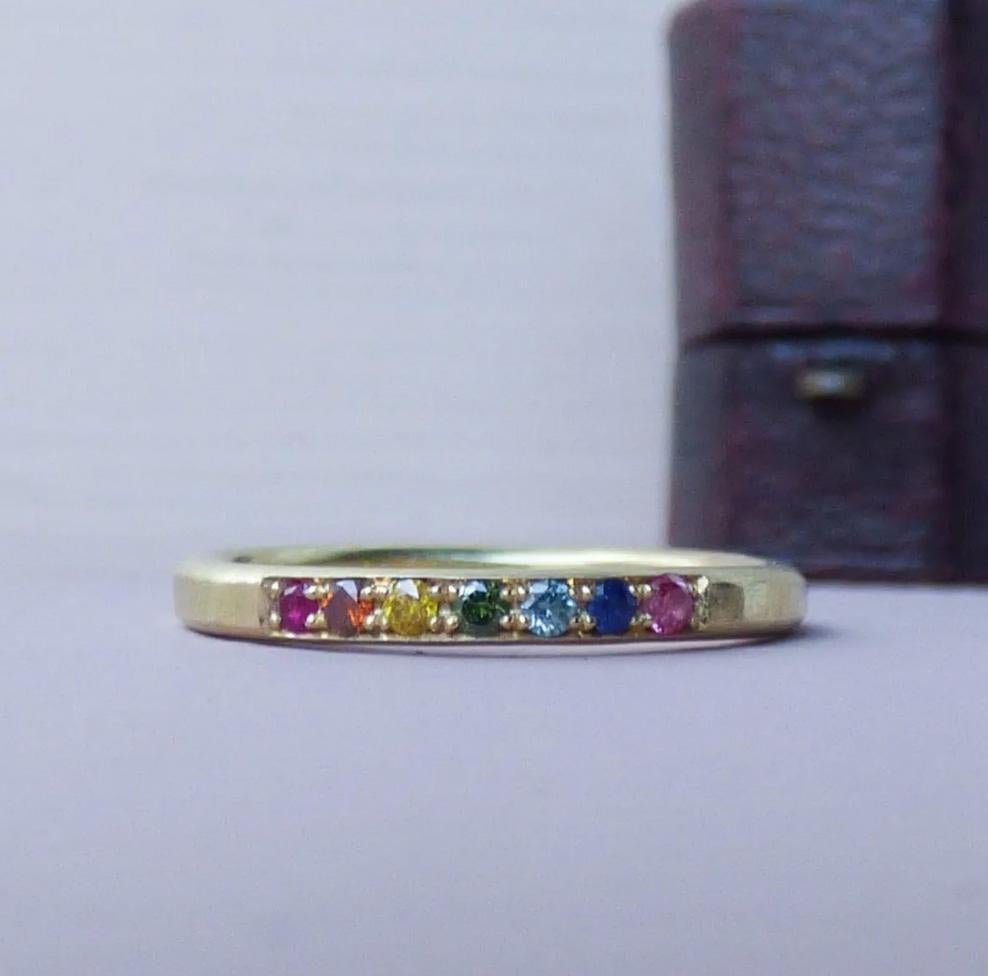 For Sale:  The Rainbow-Luli Ethical Wedding Ring 18ct Fairmind Gold 3