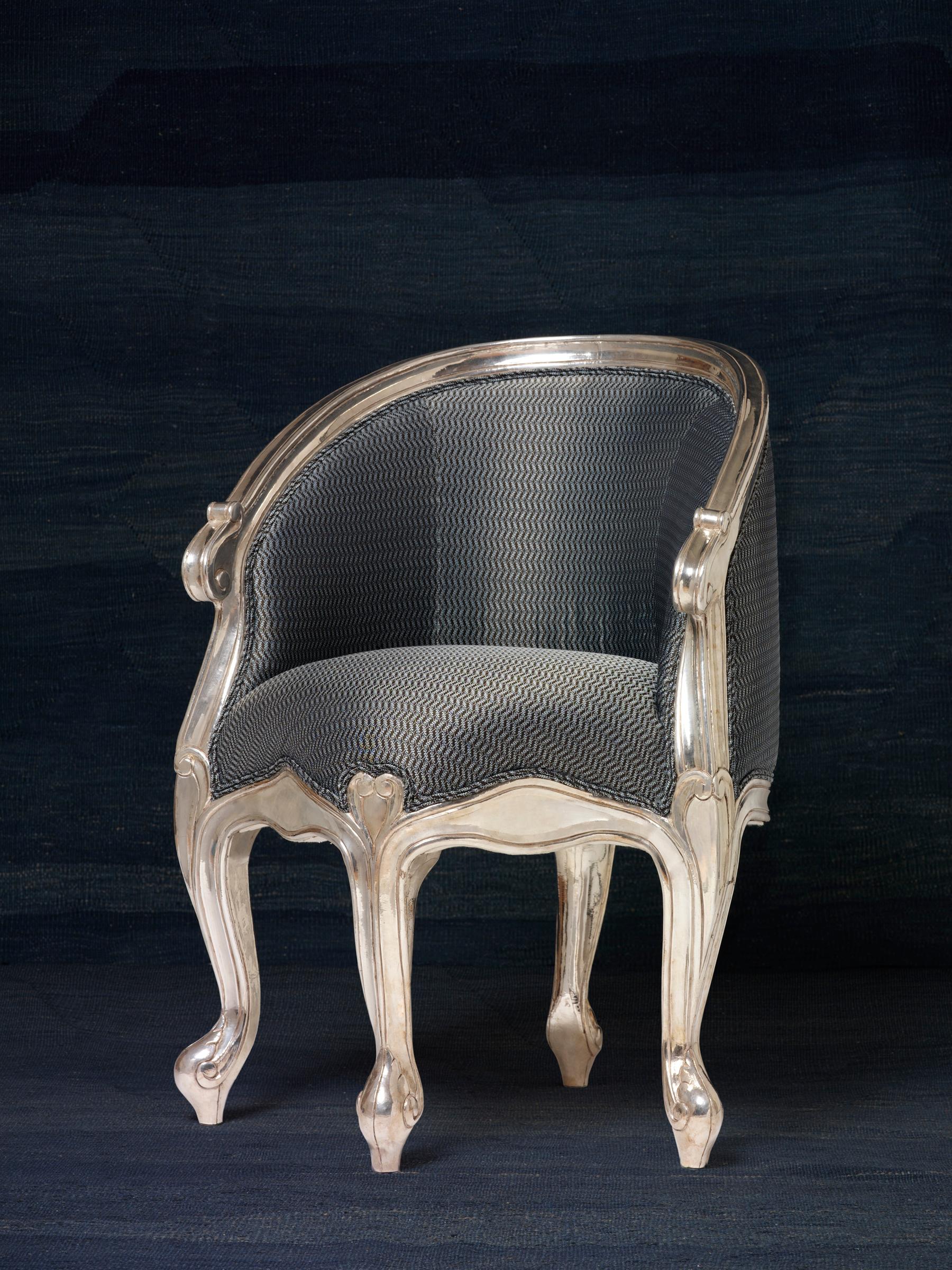 Other Raj Chair Metal Clad Over Teak Handcrafted in India by Stephanie Odegard For Sale