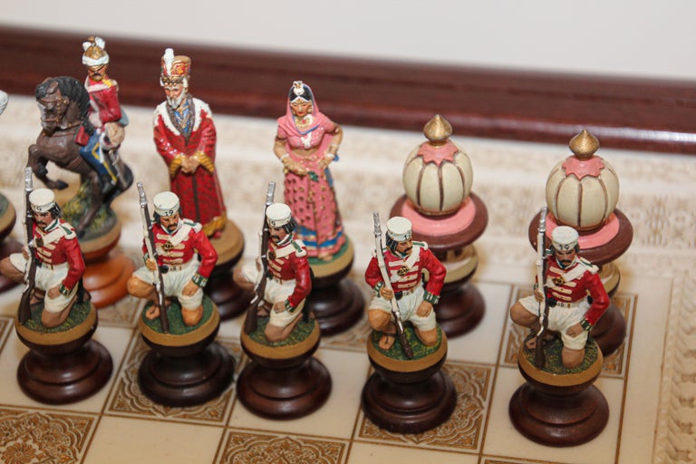 The Raj Hand Painted IndiaBritish War 1857 Game Chess with Table For