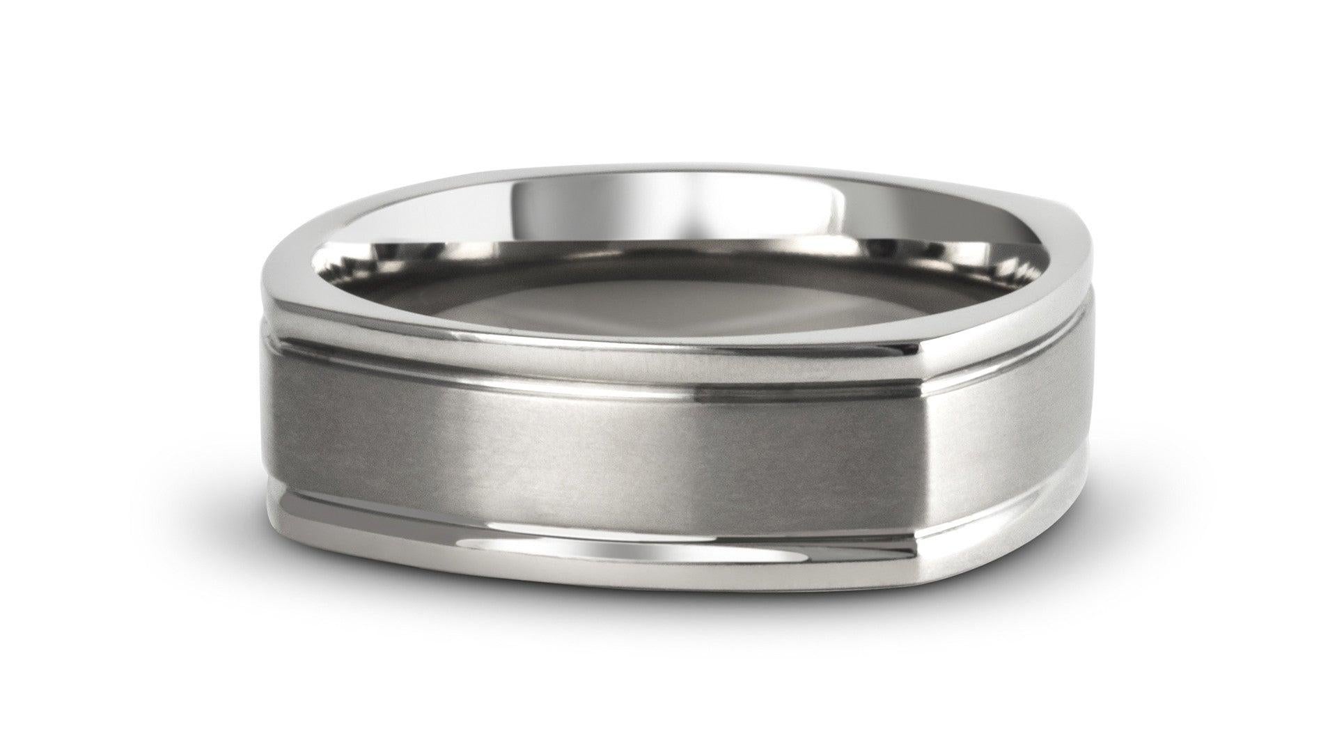 For Sale:  The Ralston : Bowed Sides Edge Groove Titanium 7mm Comfort Fit Wedding Band 3