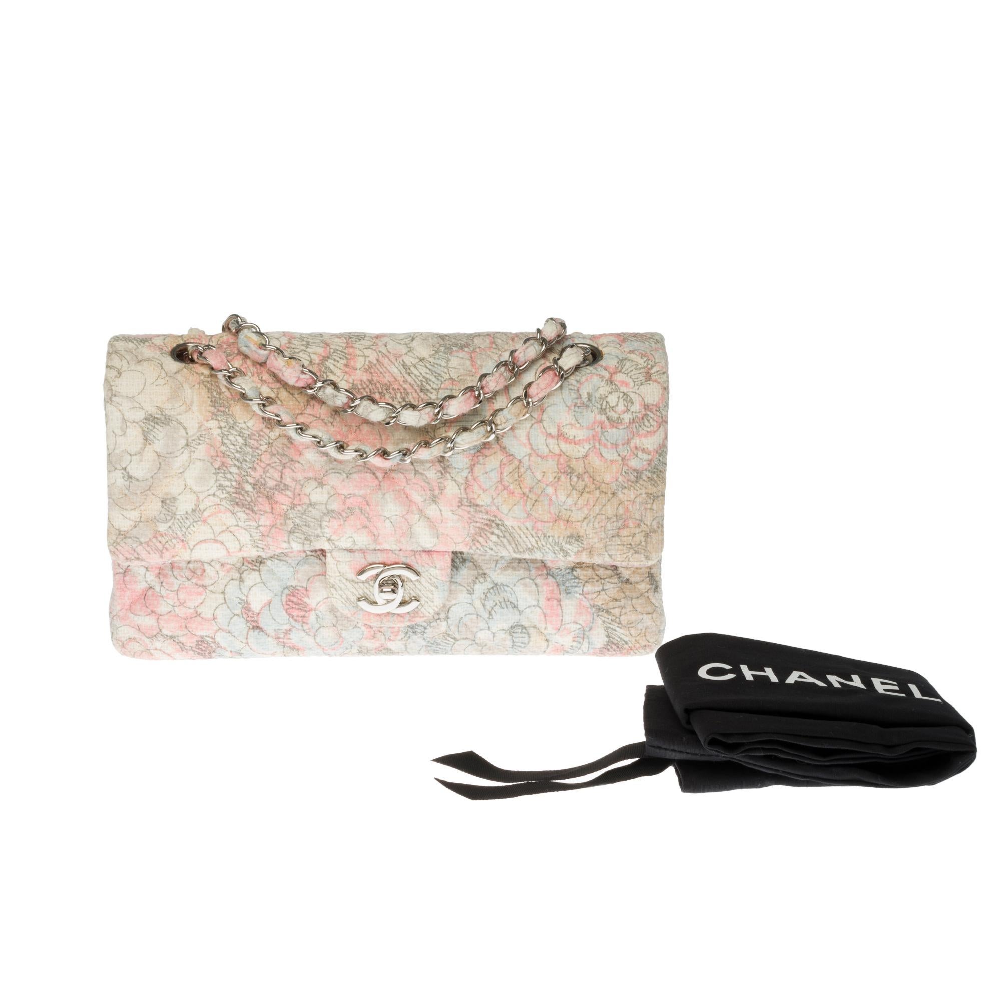 The Rare Chanel Timeless Camelia Medium Shoulder bag in  multicolor Tweed, SHW 5
