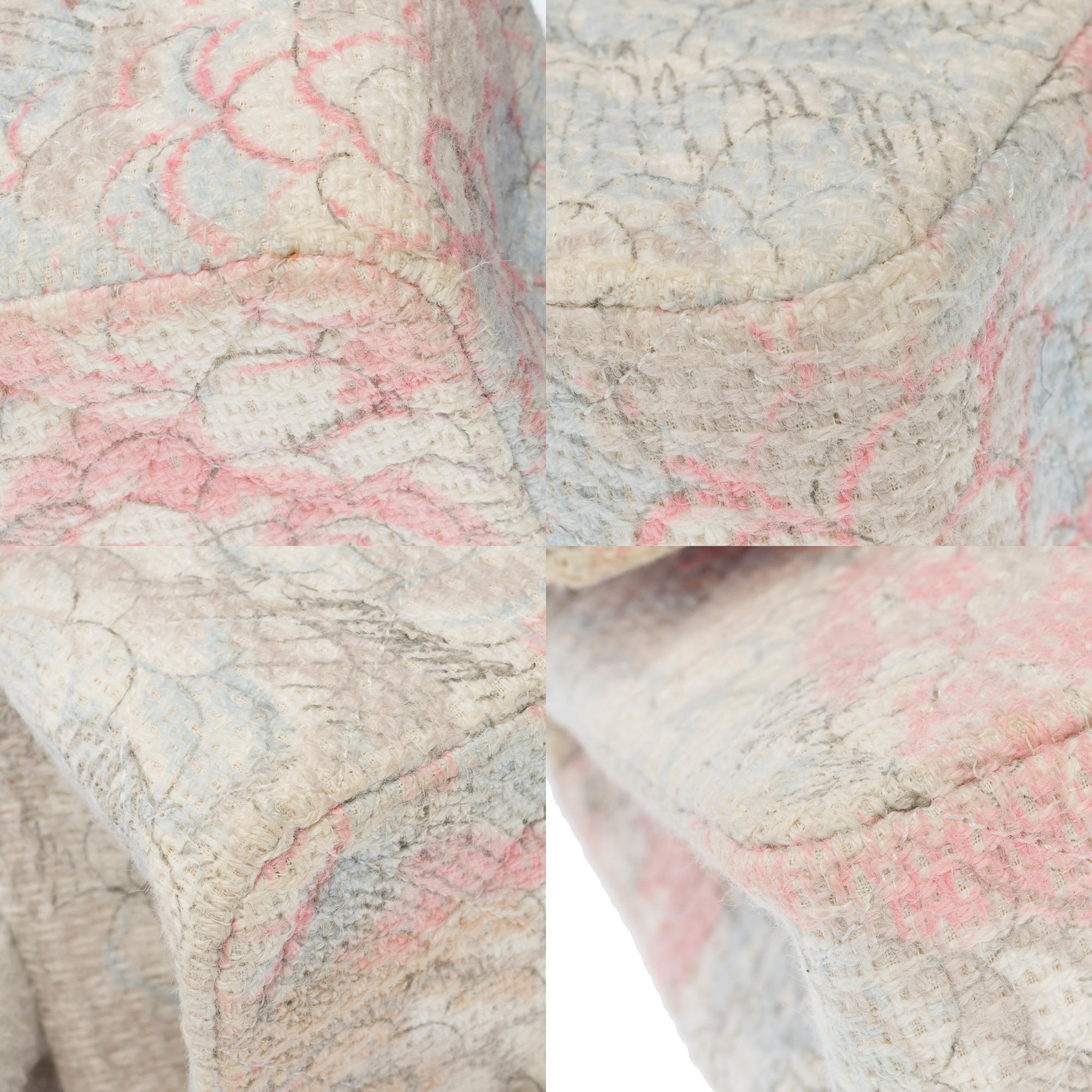 Rare Camelia Limited Edition Chanel Timeless Medium Shoulder bag in Tweed, SHW 7