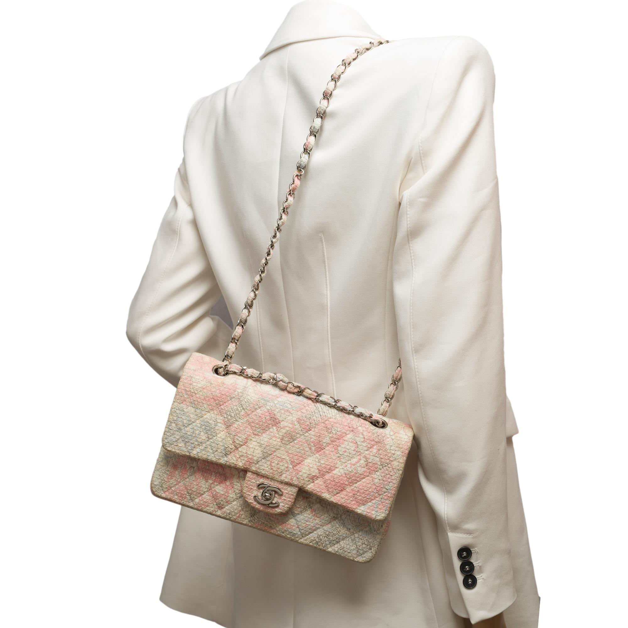 Rare Camelia Limited Edition Chanel Timeless Medium Shoulder bag in Tweed, SHW 8