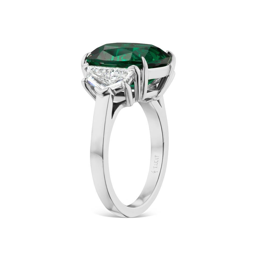 Modern Emerald And Diamond Ring In Platinum By RayazTakat