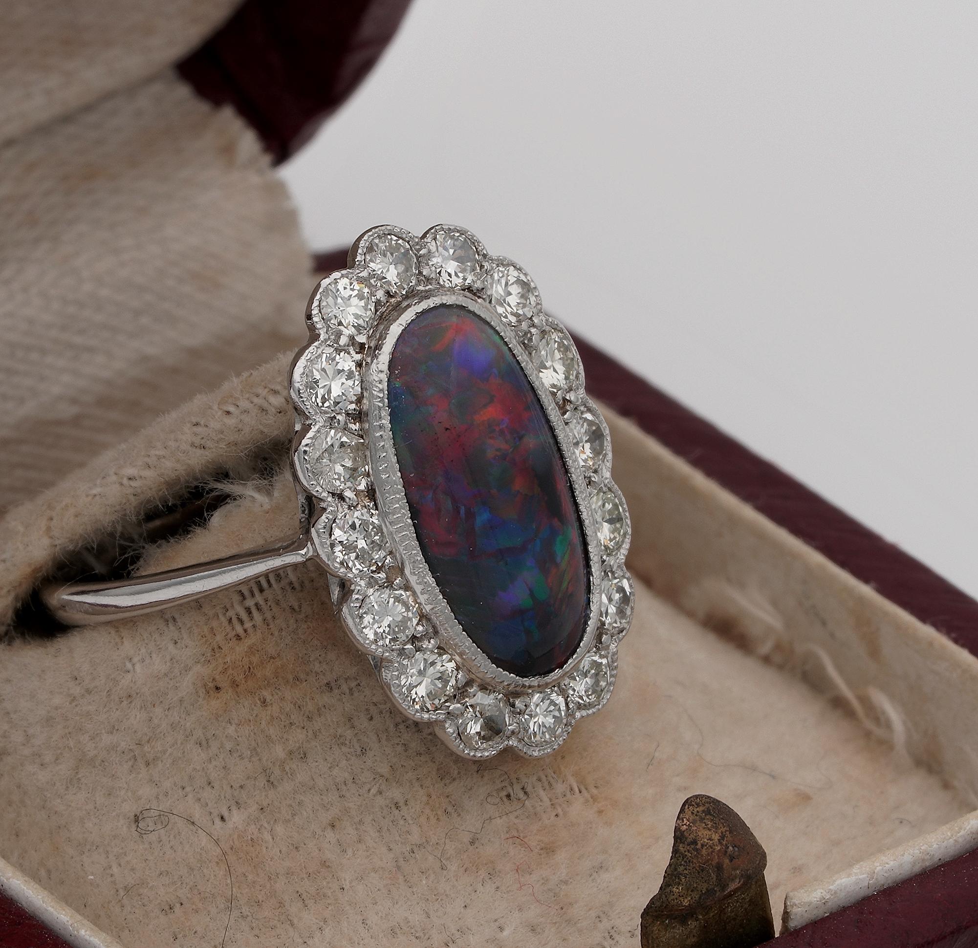 antique black opal ring