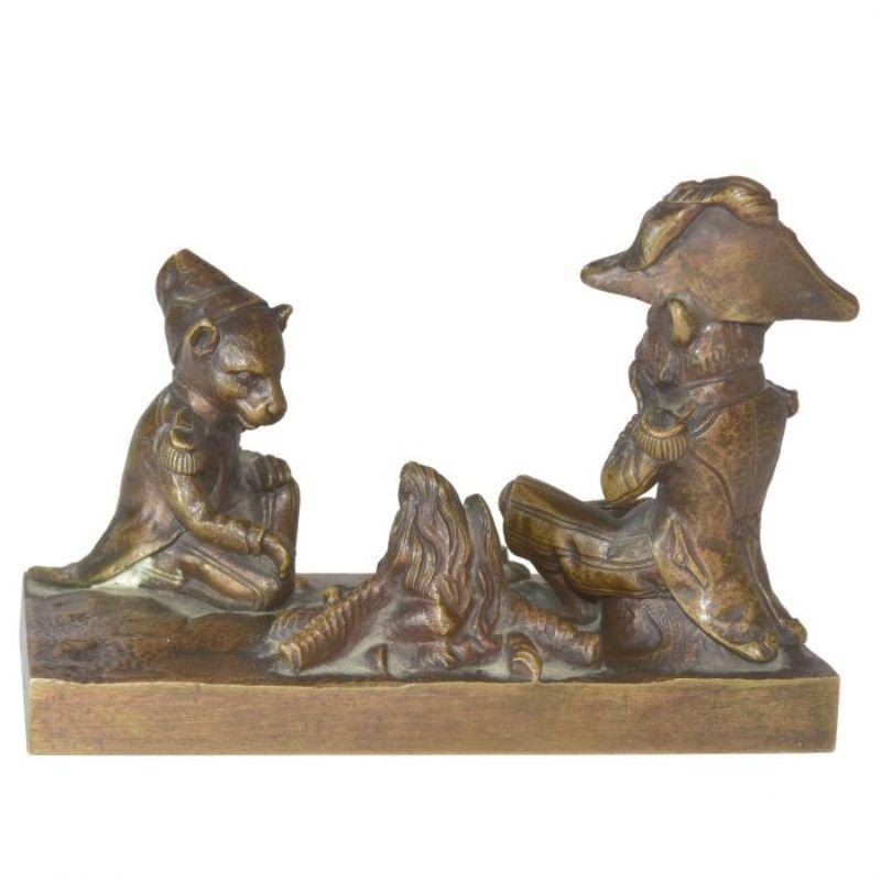 XIXe siècle Le rat de la ville et le rat des champs - Bronze animalier XIXe en vente