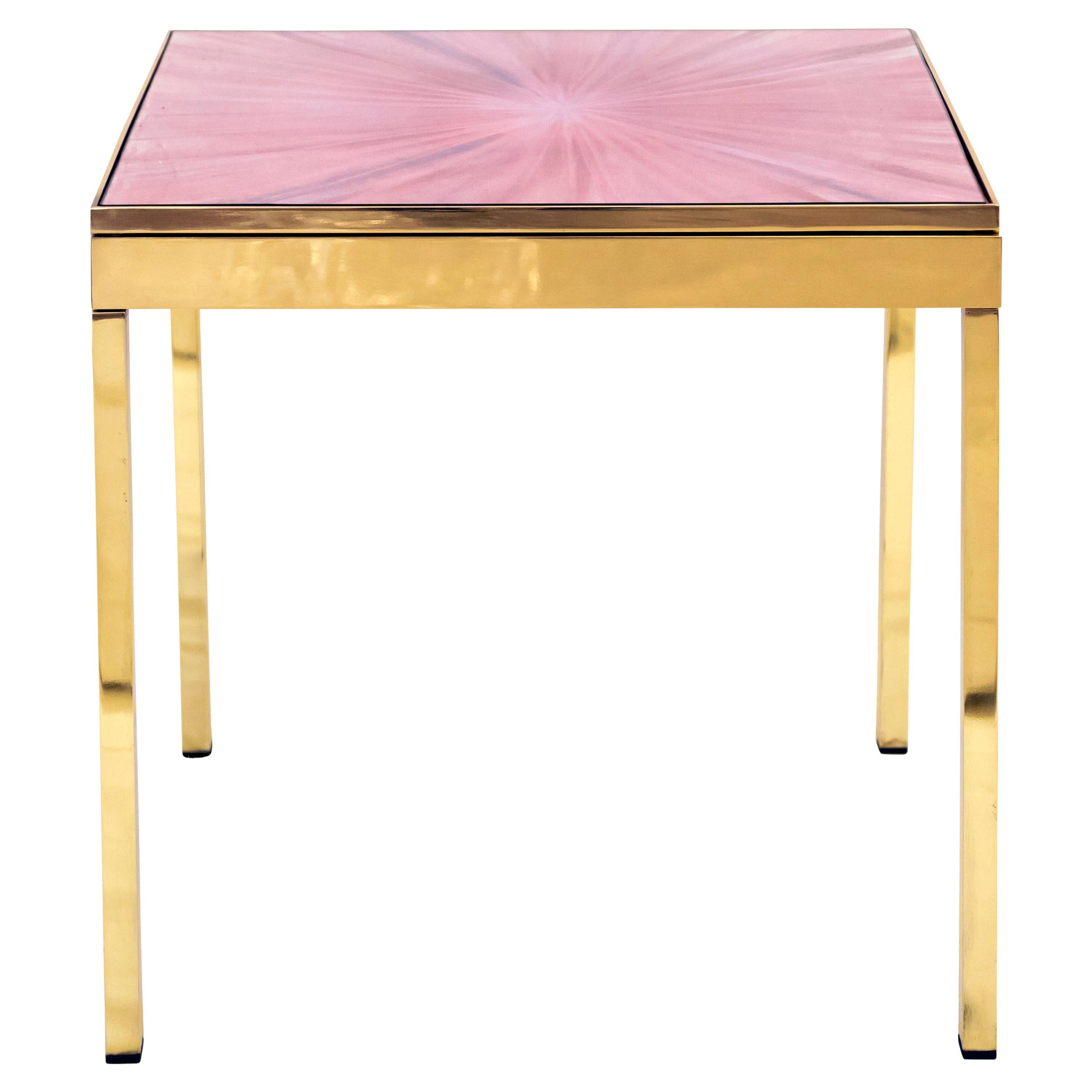 Rays II Pink Brass Bedside Table by Allegra Hicks For Sale