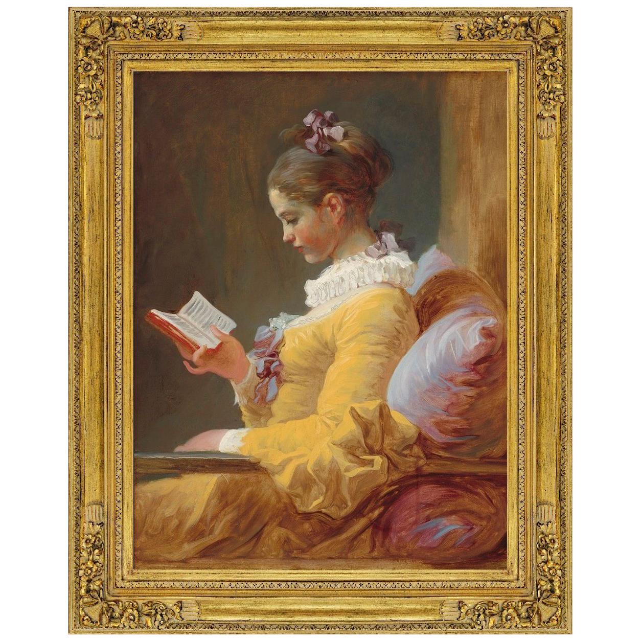 The Reader, after Romantic Oil Painting by Jean-Honoré Fragonard For Sale