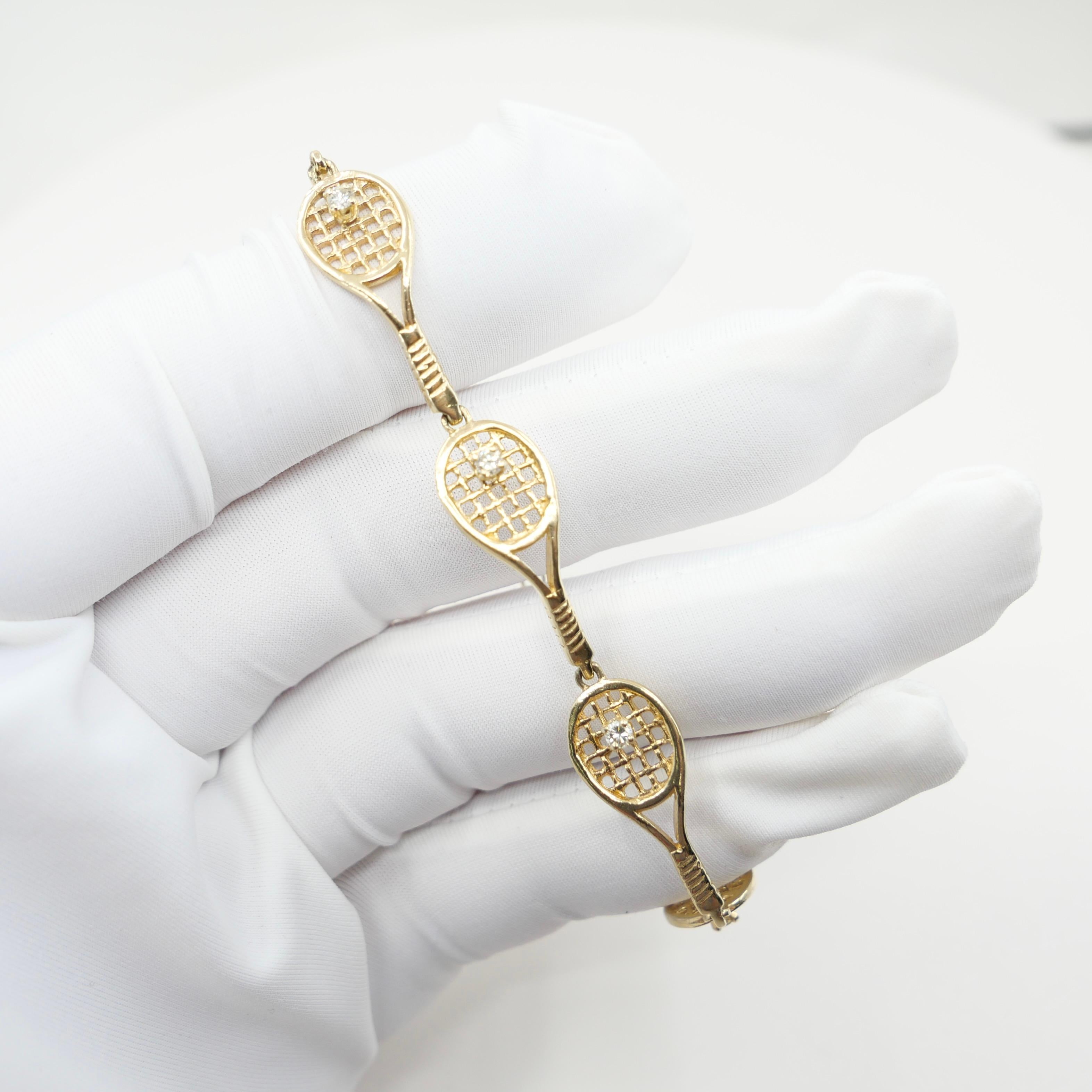Le véritable bracelet tennis avec diamants Confortable. Or jaune massif. Pour femmes en vente